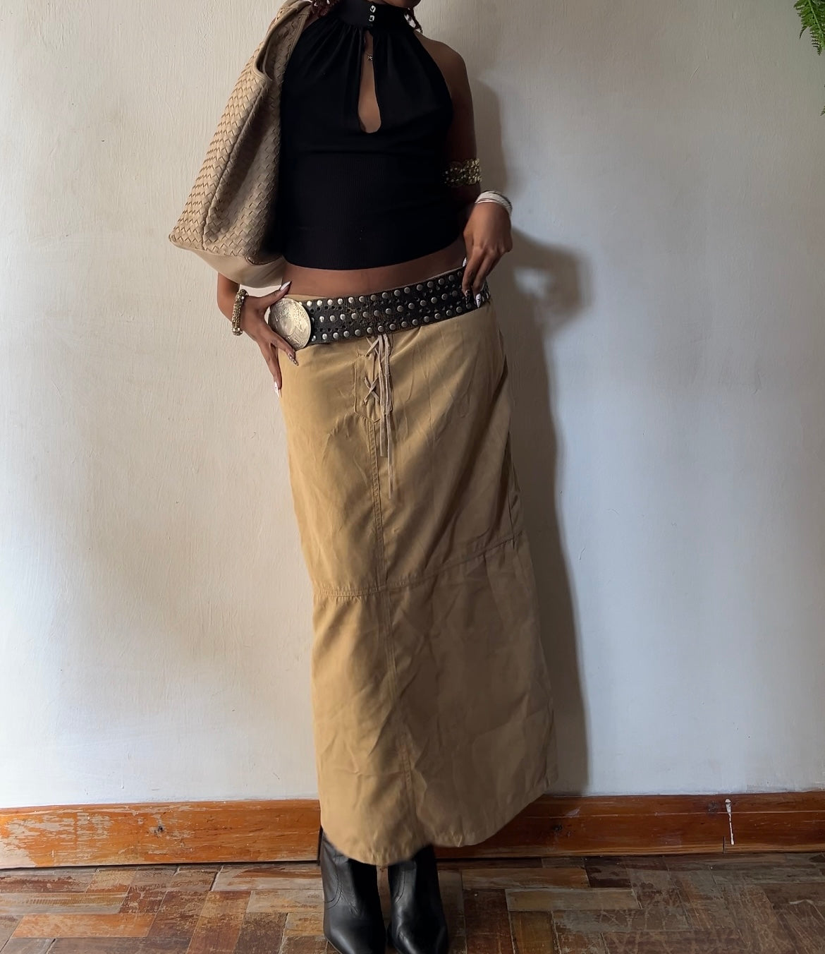 Suede Tan Maxi/Midi Pencil skirt