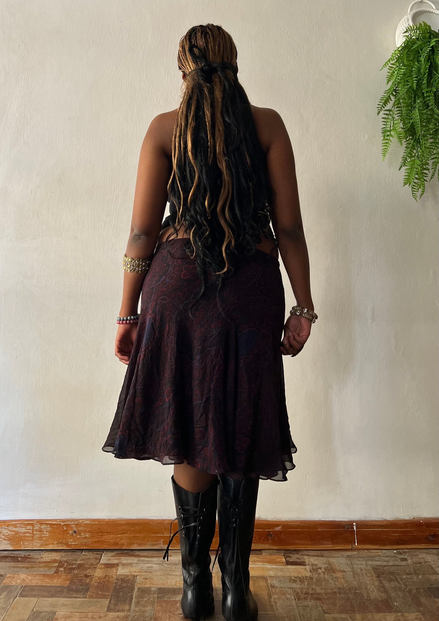 Whimsy paisley print midi skirt