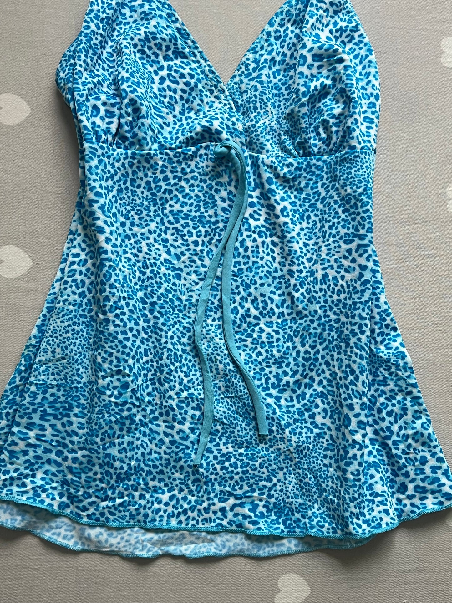 Blue leopard print halter top