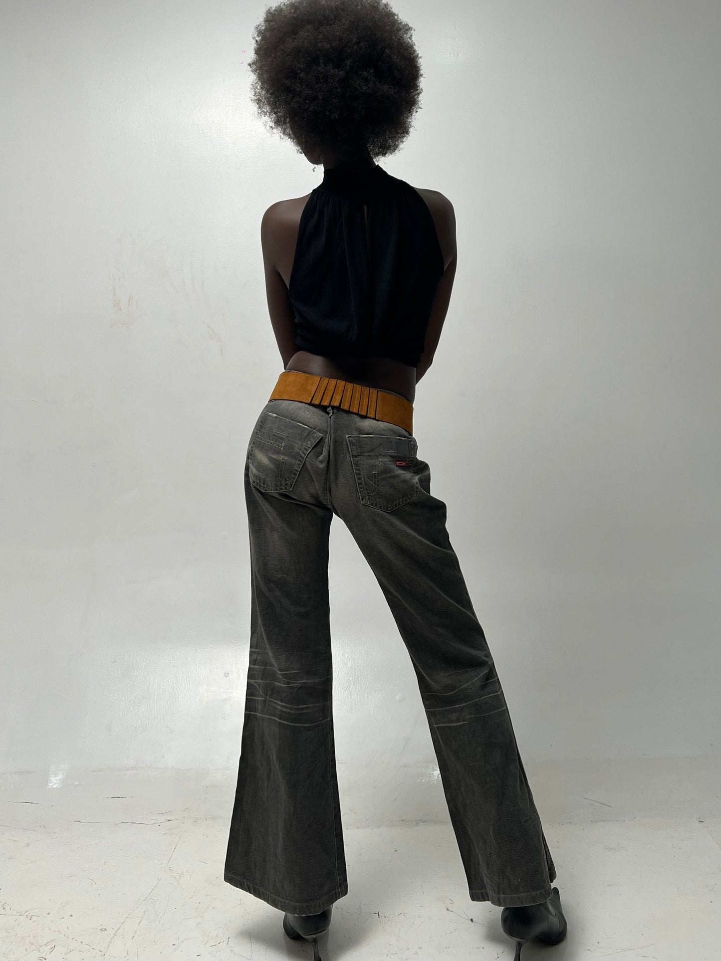 Vintage grey wash flared pants