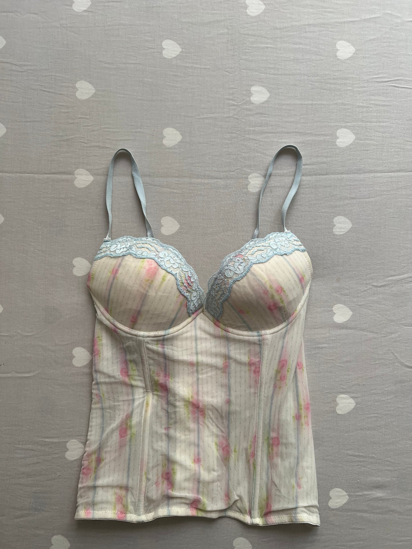 Floral print dainty corset top