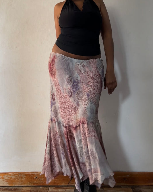 Paisley asymmetrical maxi skirt
