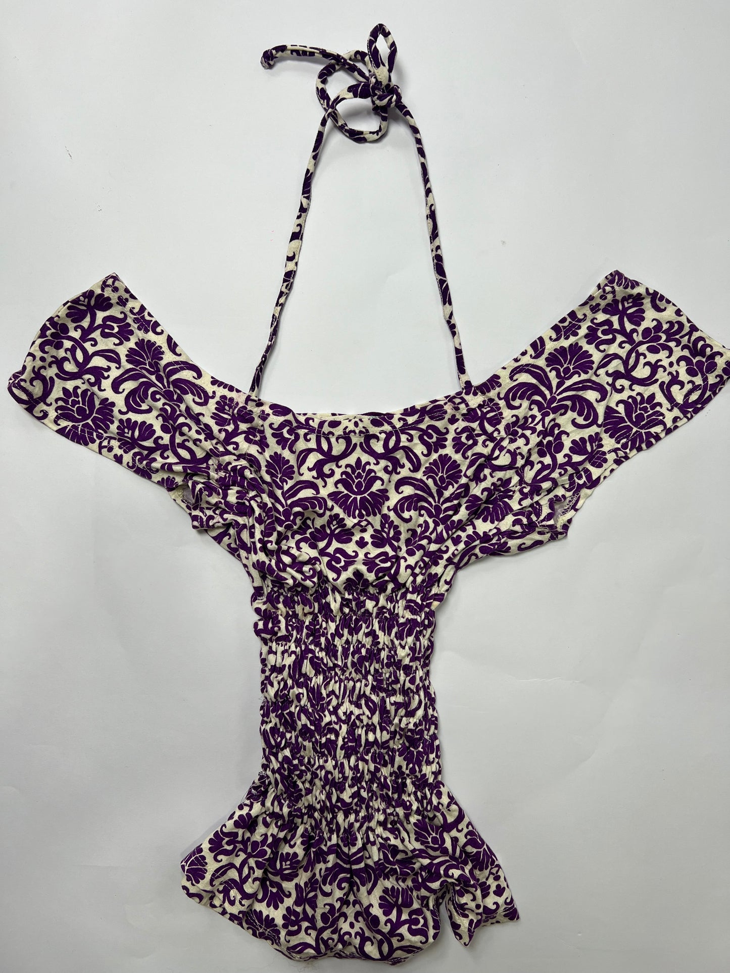 Purple Baroque Off-Shoulder Halter Top