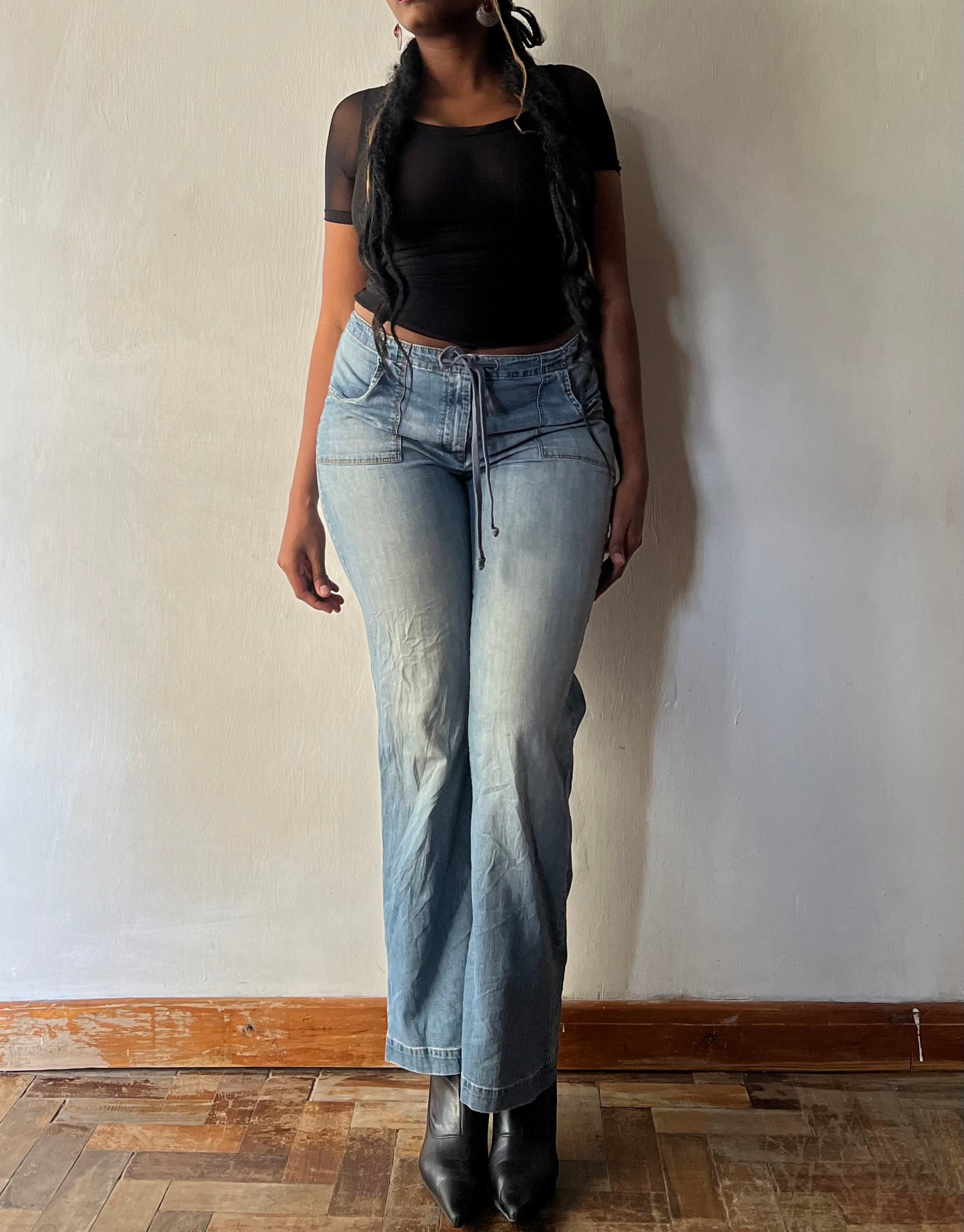 Straight leg denim pants