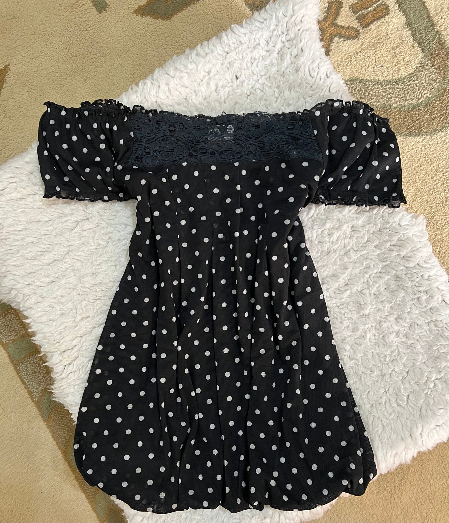Black Polka Dot baby doll top