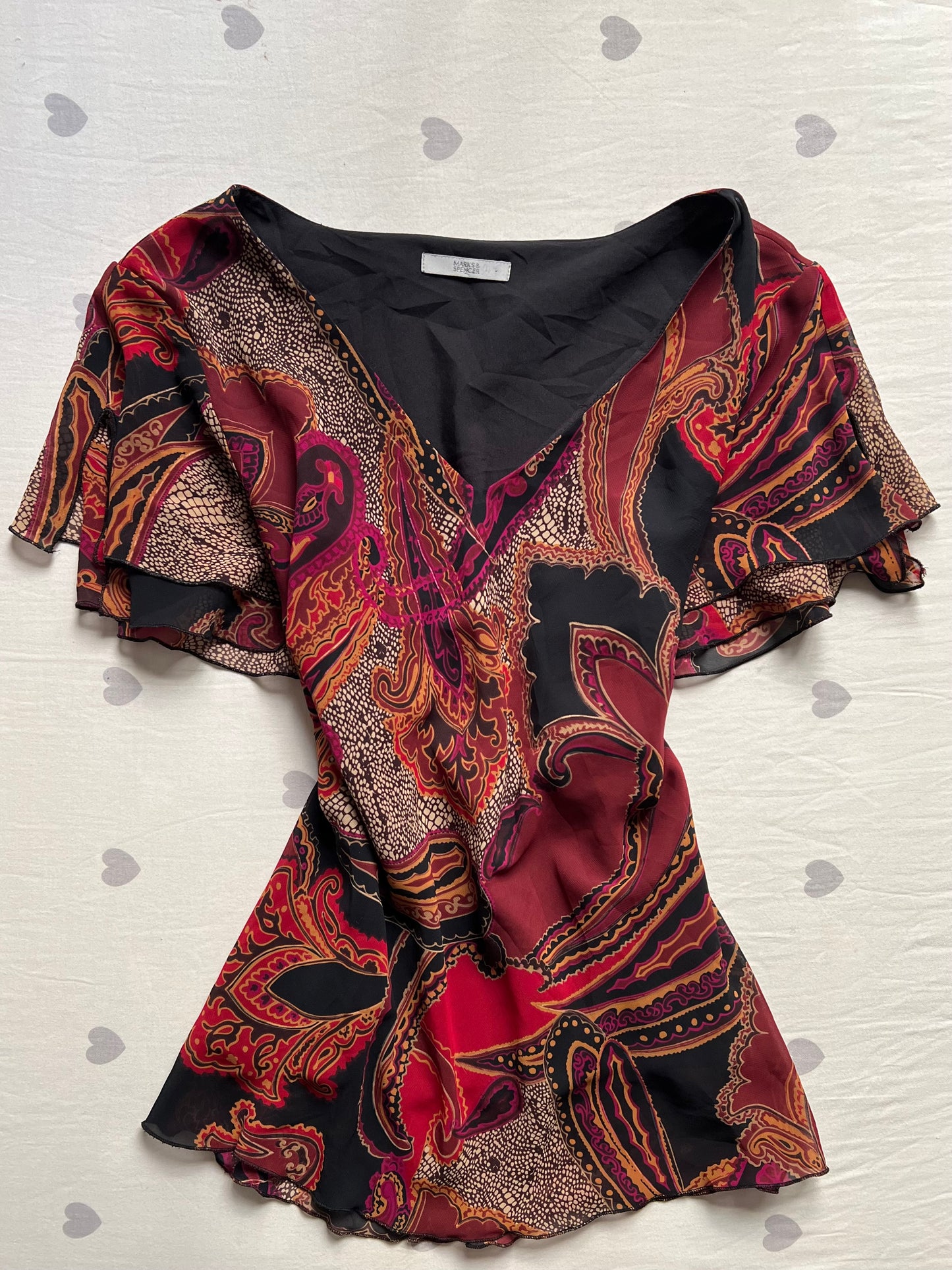 Floral whimsy chiffon top