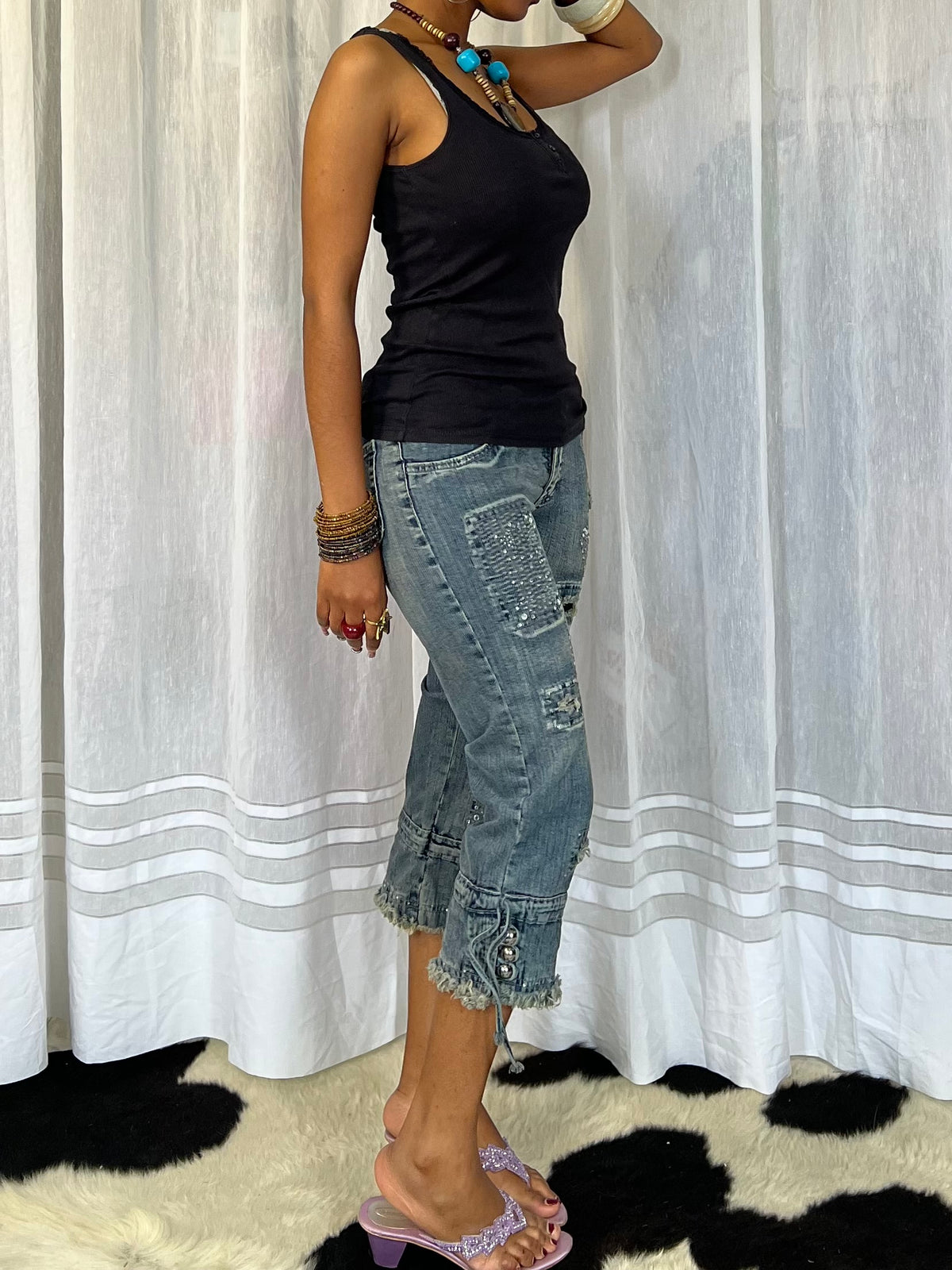 Black Ribbed Fitted Tank Top