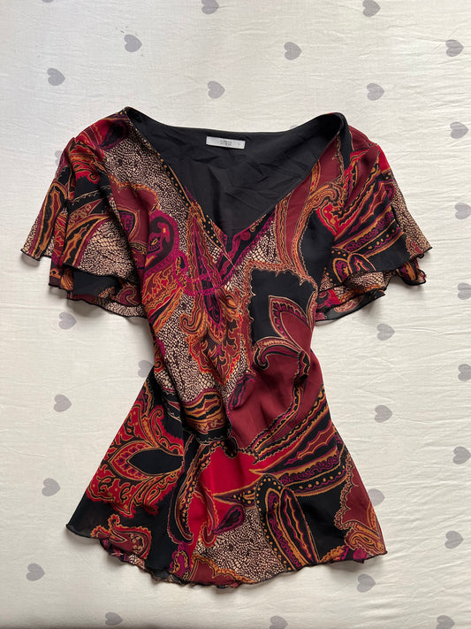 Floral whimsy chiffon top