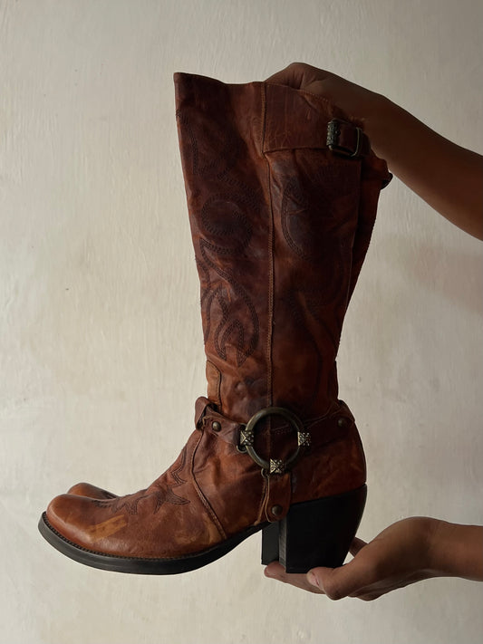 Vintage Italian Leather Cowboy boots