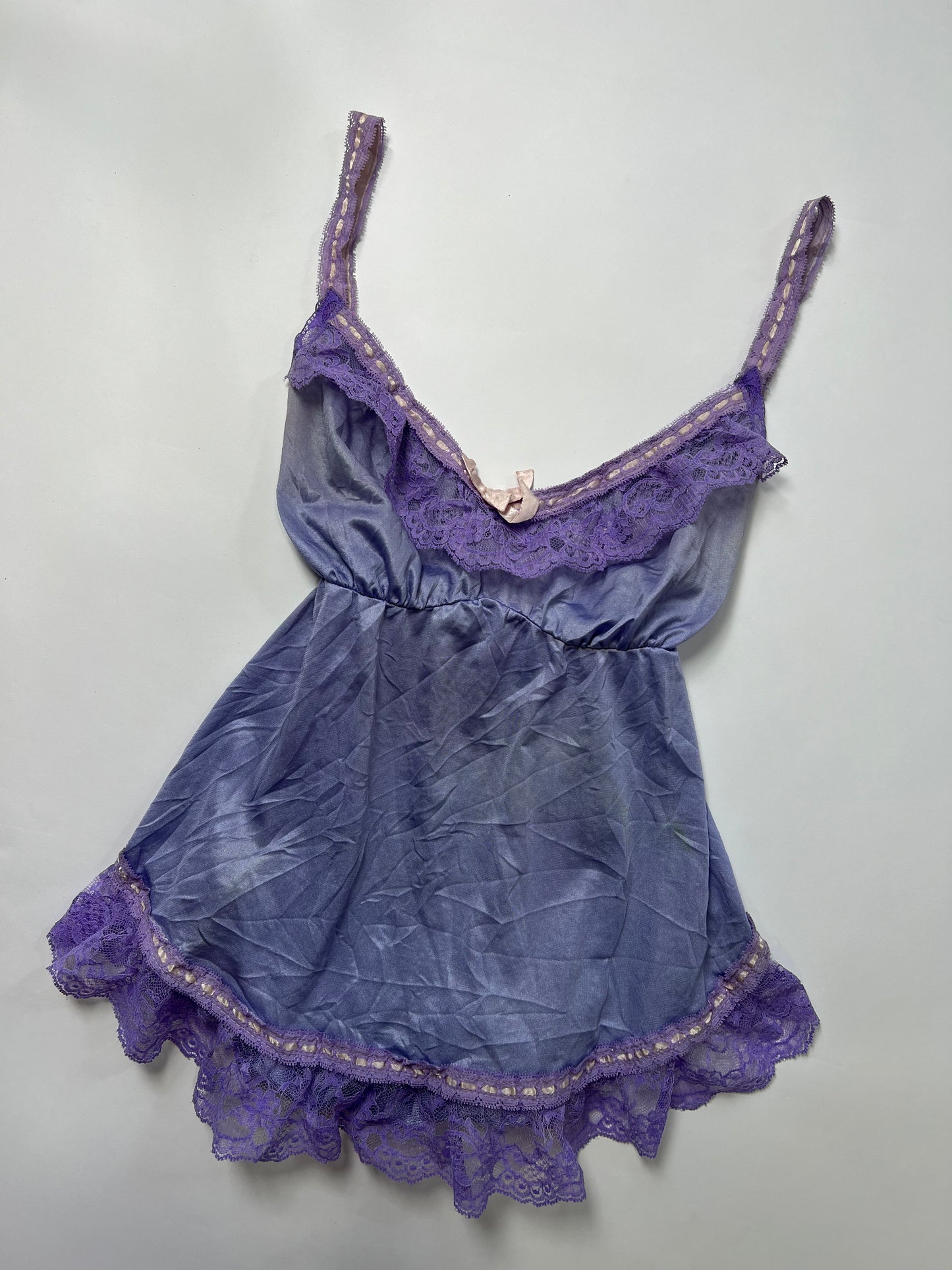 Lavender Tie-Back Lace trim Ruffle Cami