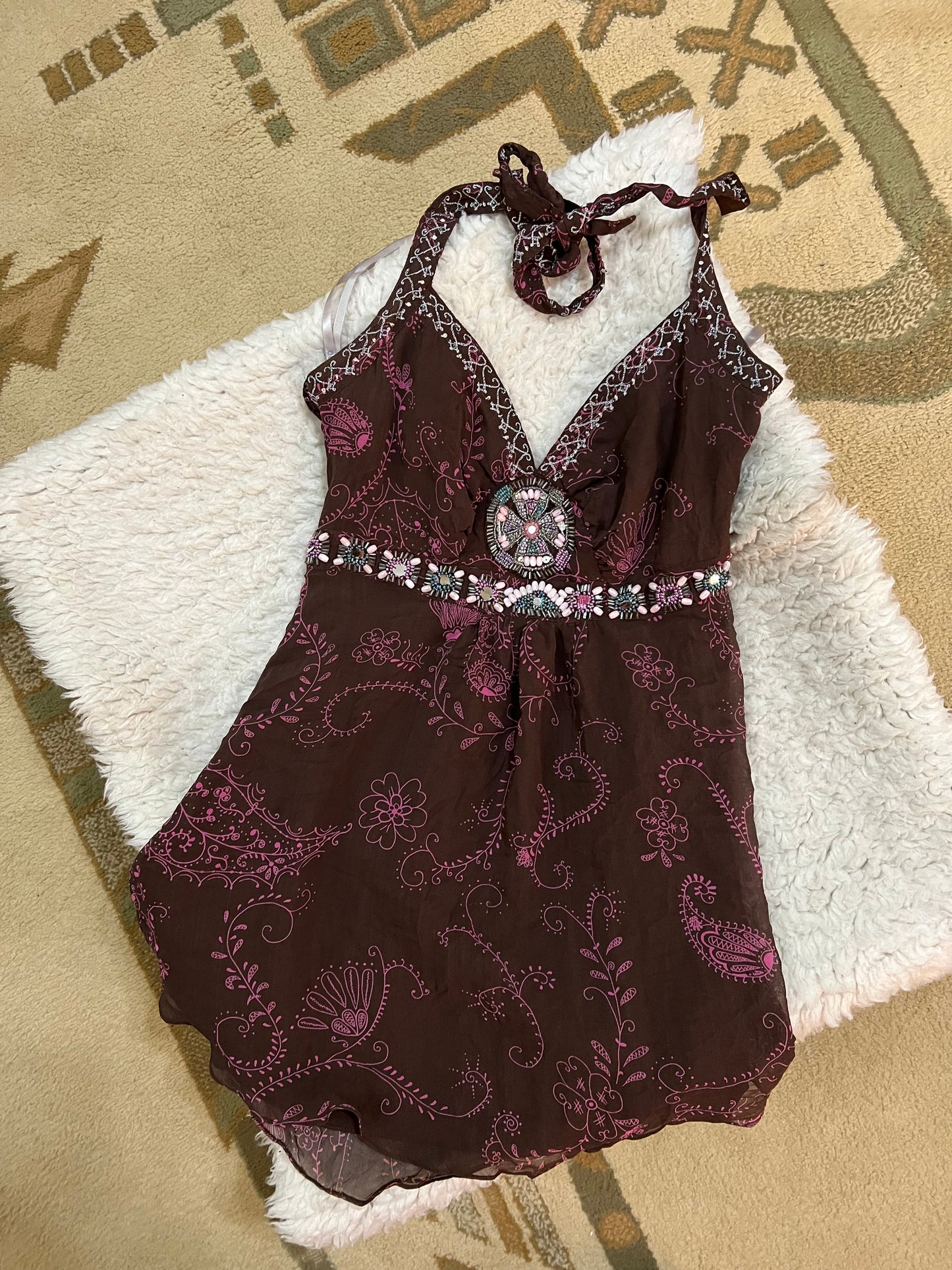 Beaded Paisley Halter Top