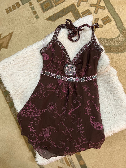 Beaded Paisley Halter Top