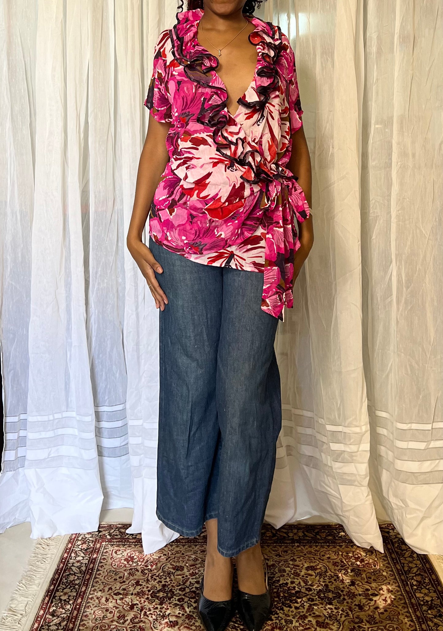 Floral ruffled blouse