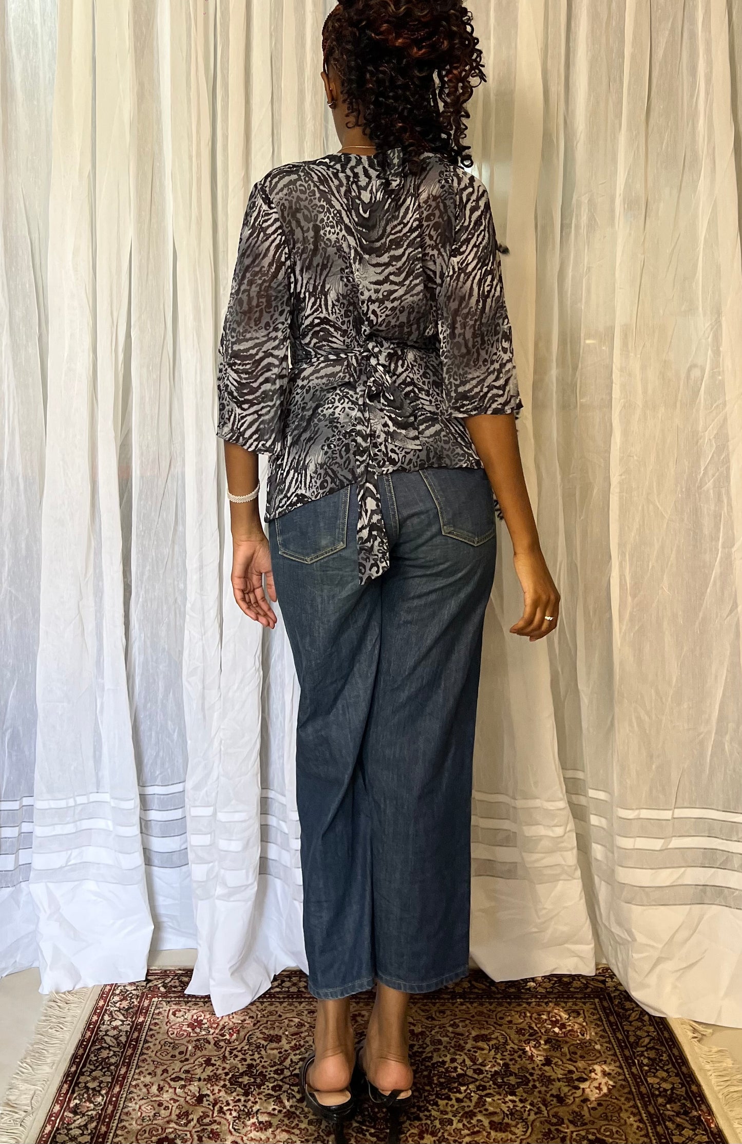 Animal Print bell sleeve blouse