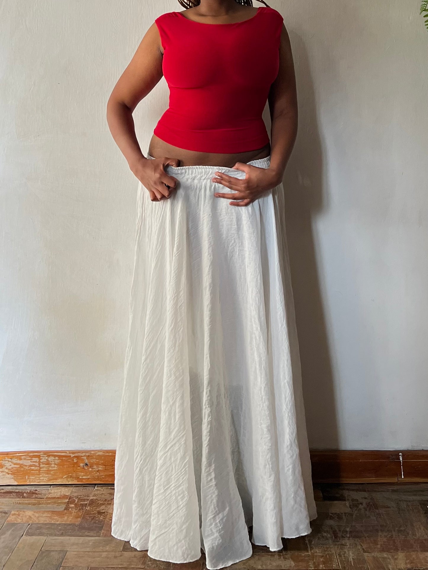 White Cotton Maxi Skirt