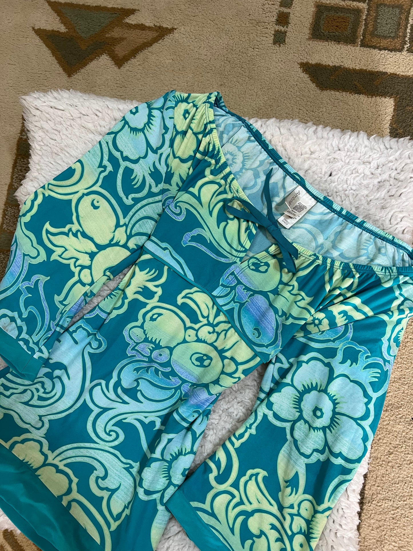 Y2K Aqua Bell Sleeve Top