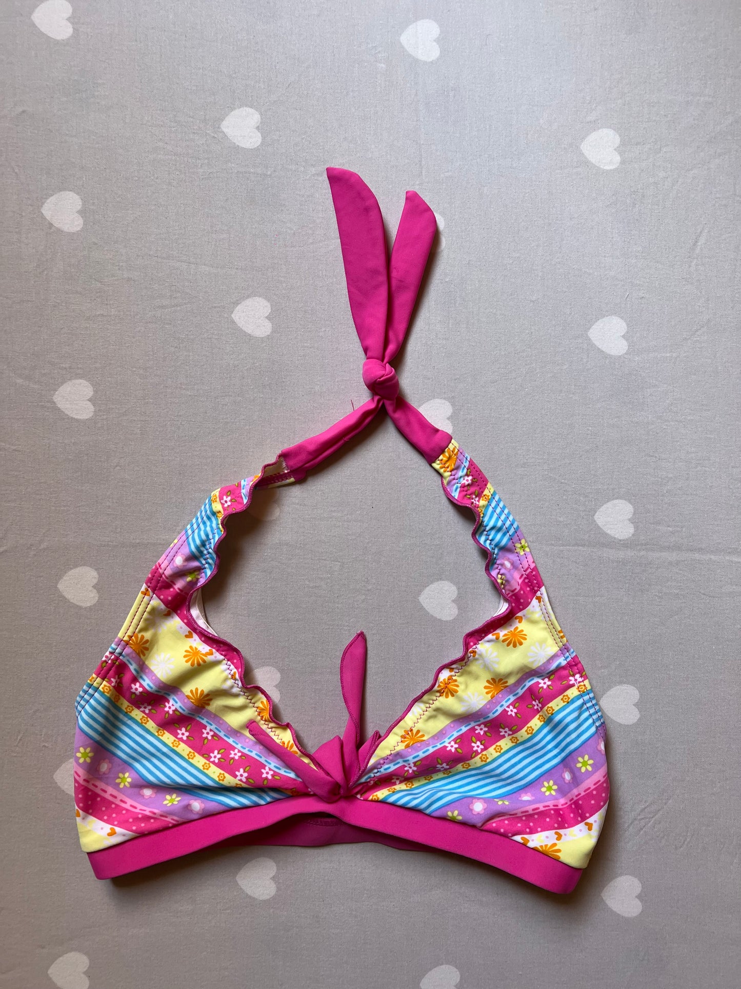 Multicolored floral print bikini top