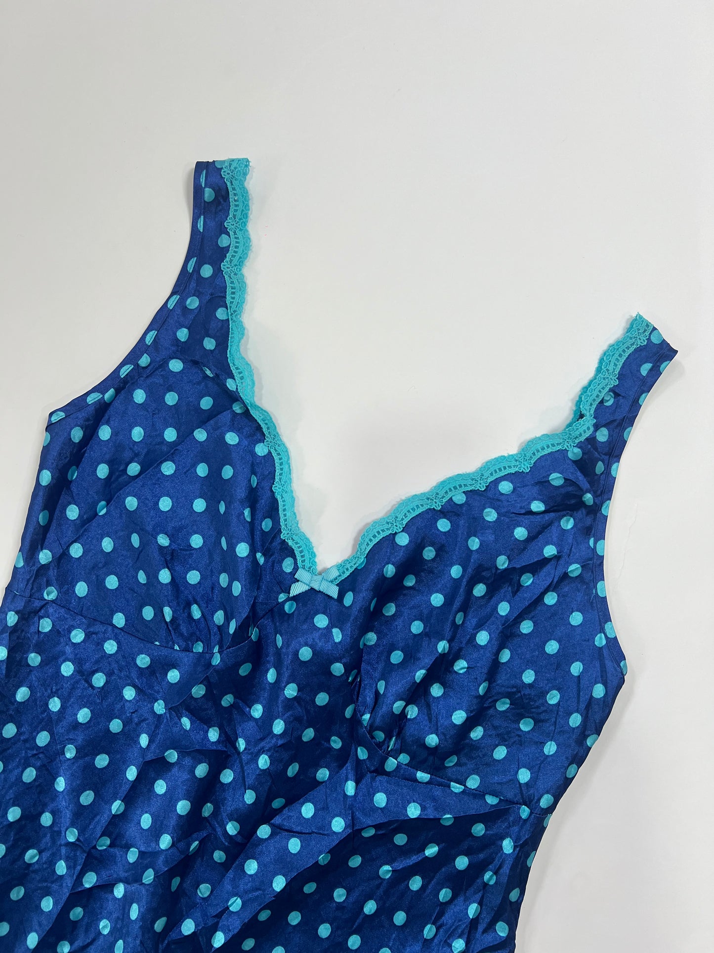 Blue Polka Dot Satin Cami