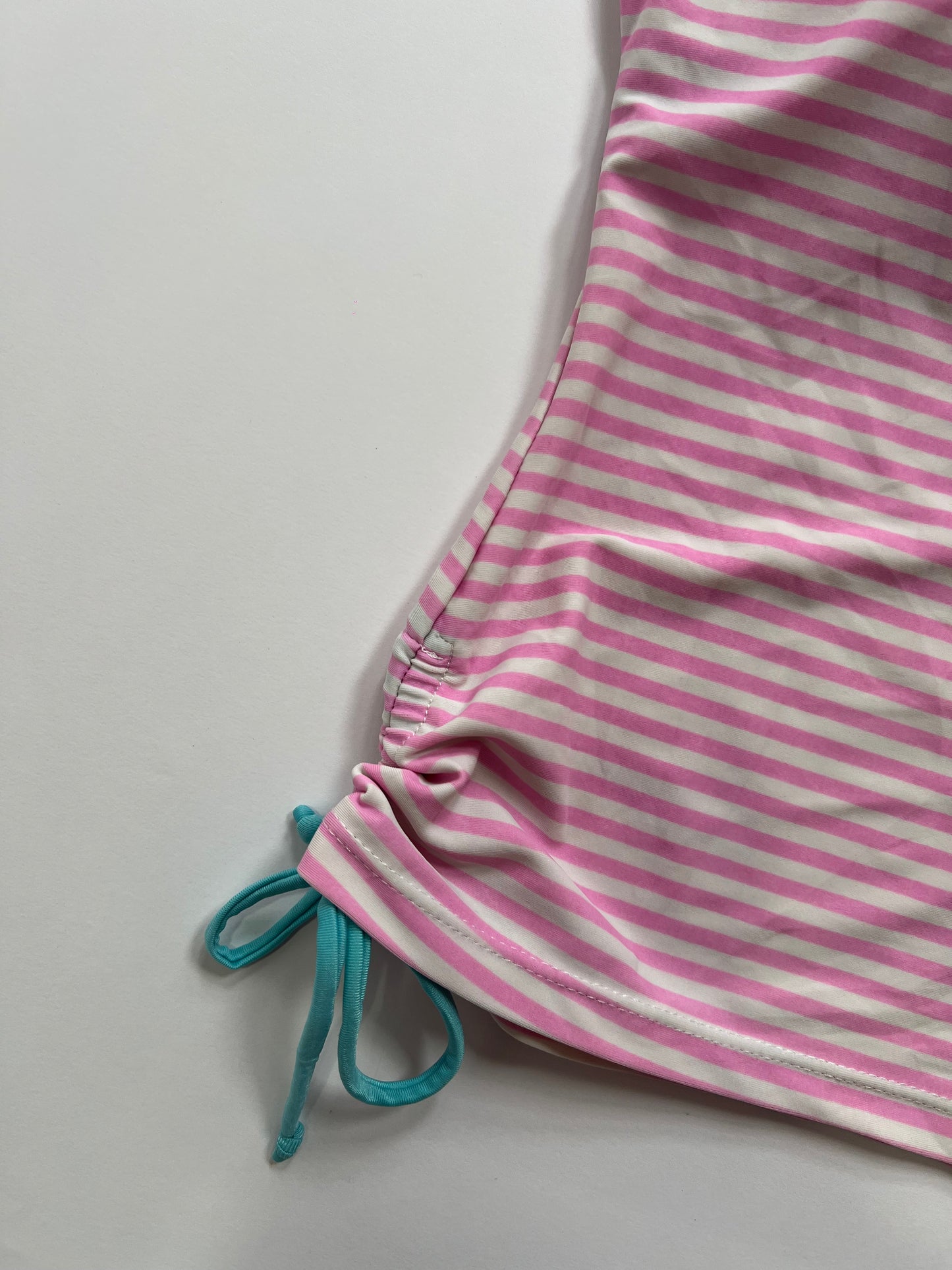 Pink Striped Ruched Tankini