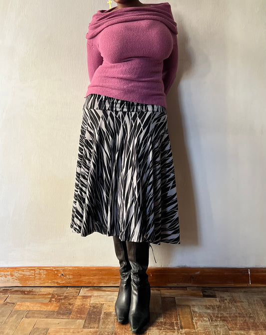 Abstract Geometrical Print Midi Skirt