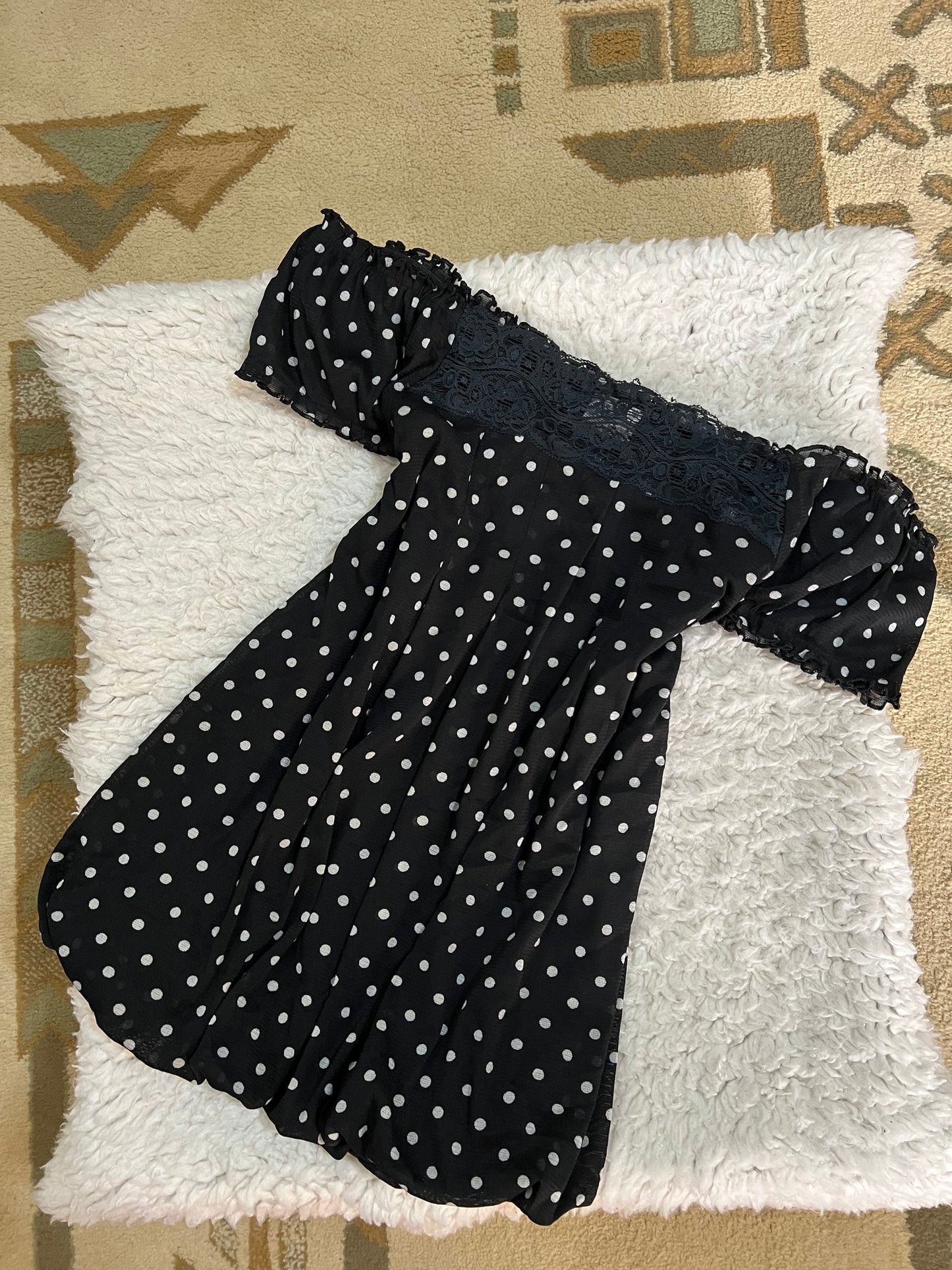 Black Polka Dot baby doll top
