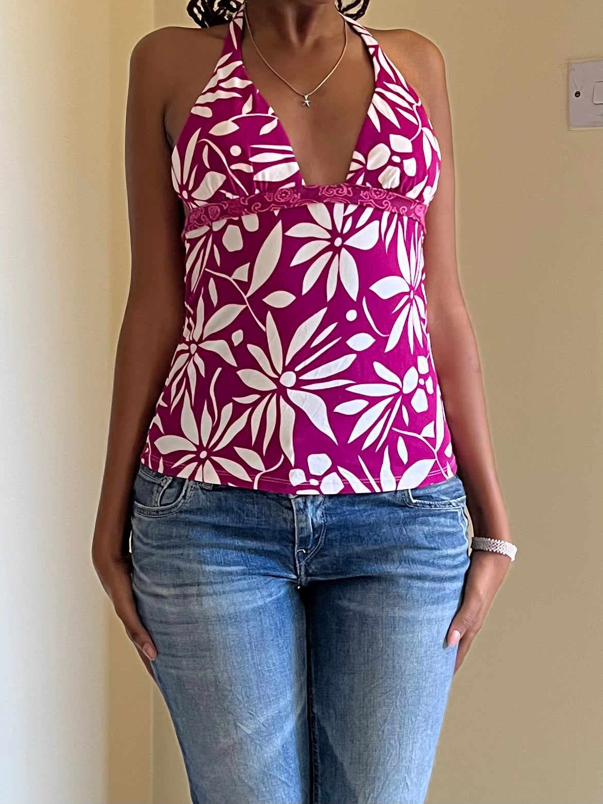 Floral Halter Bikini Top