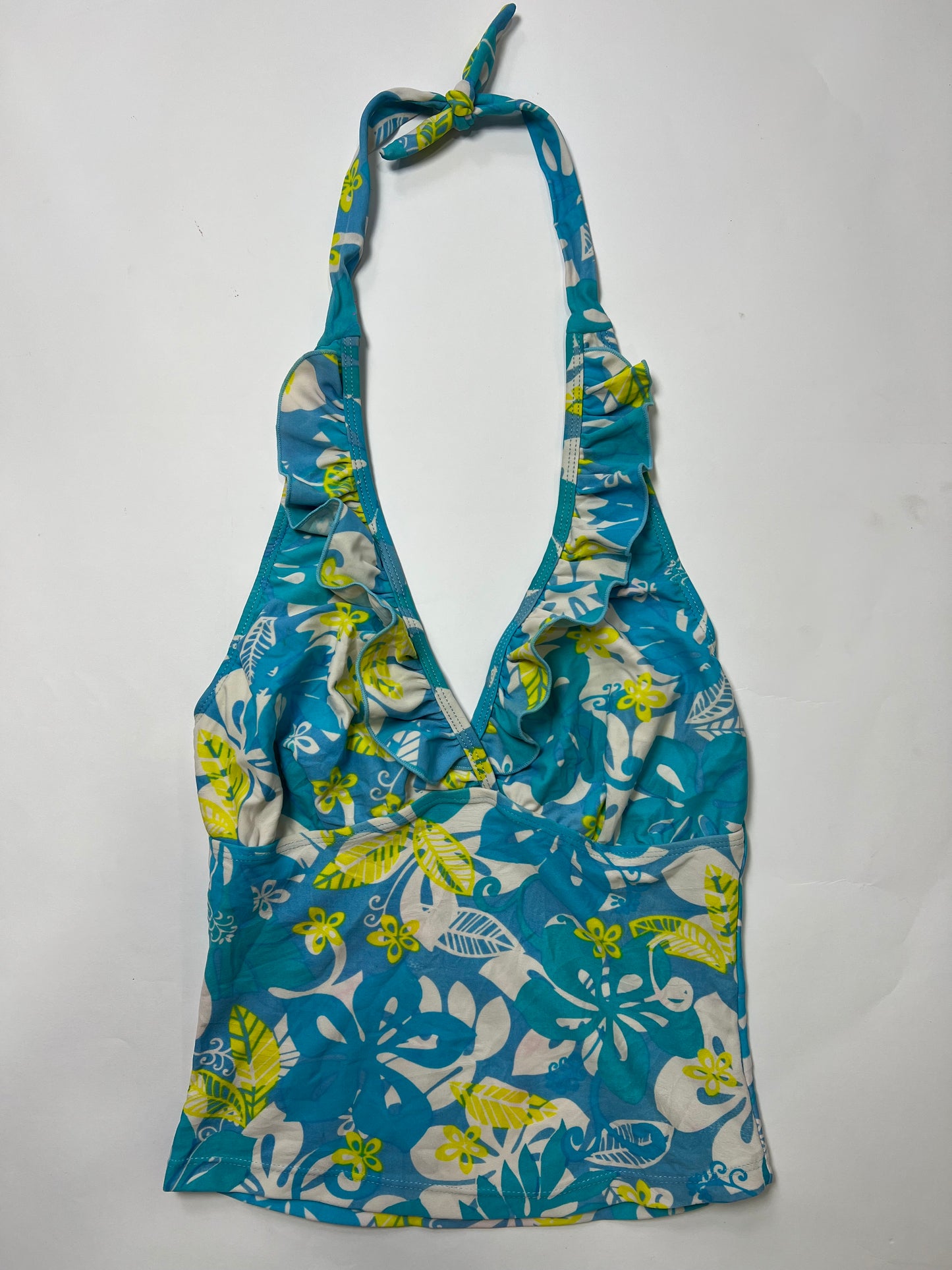 Tropical Ruffle Halter Swim Tankini