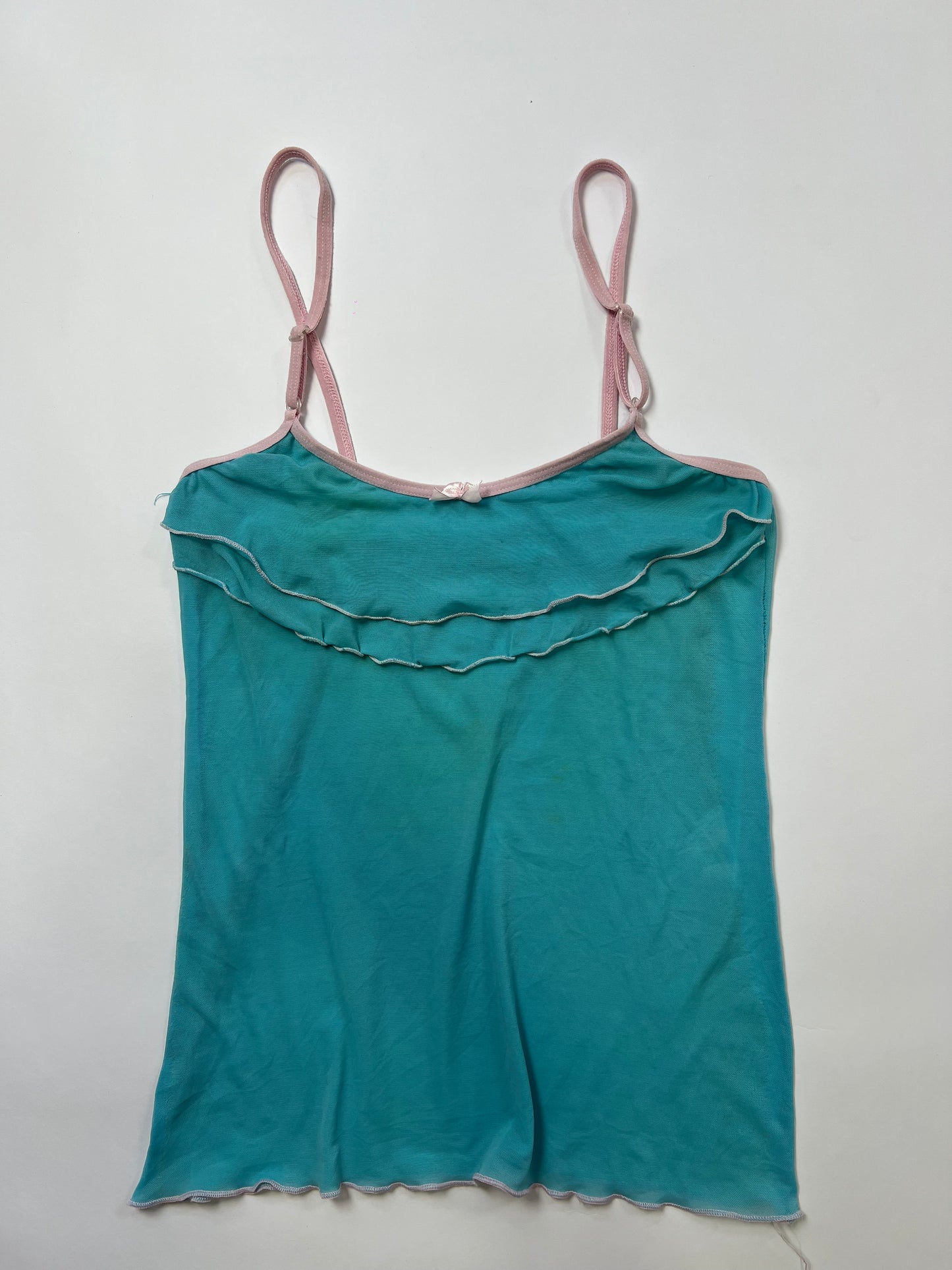 Aqua Ruffle Mesh Cami