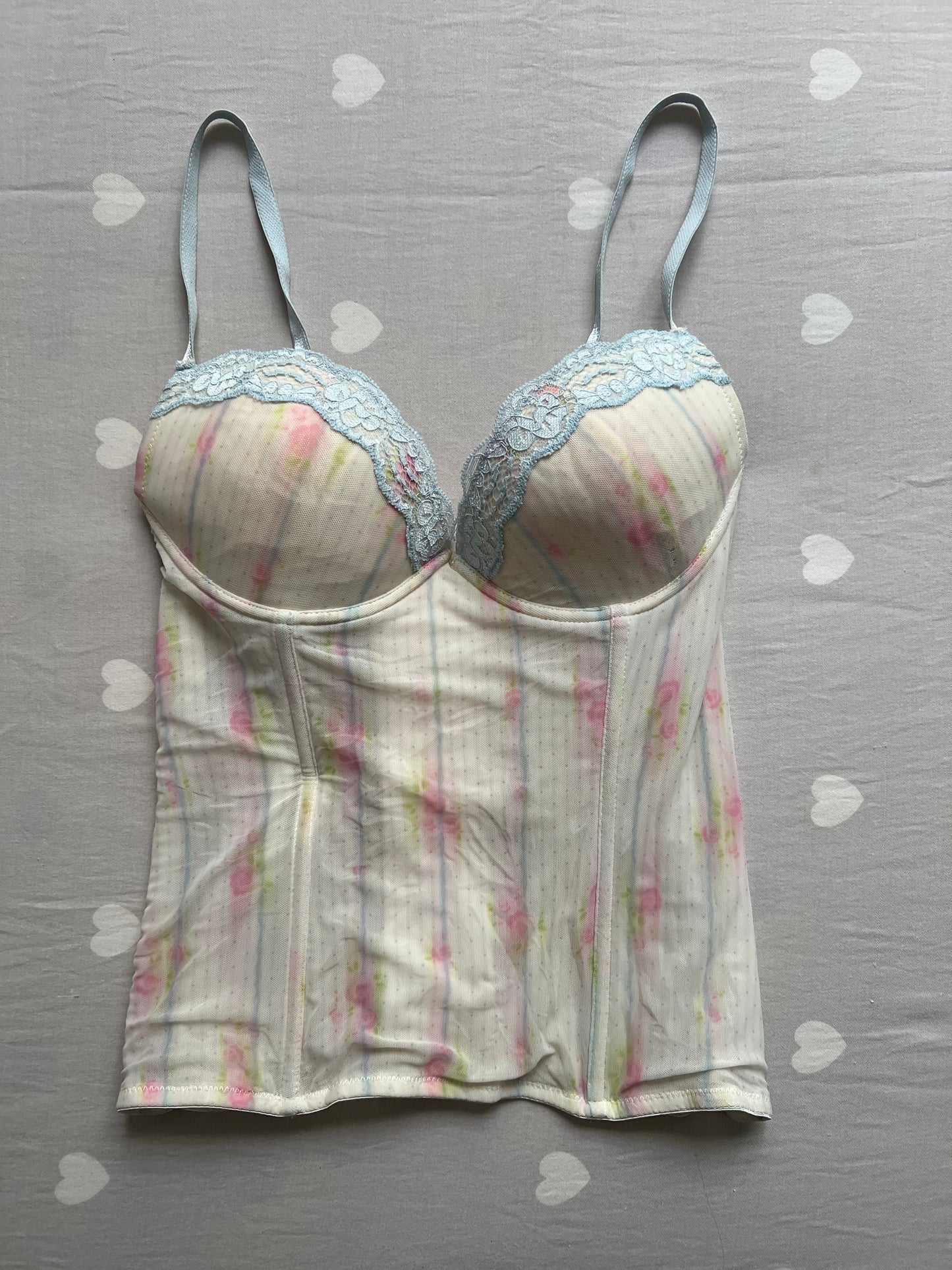Floral print dainty corset top