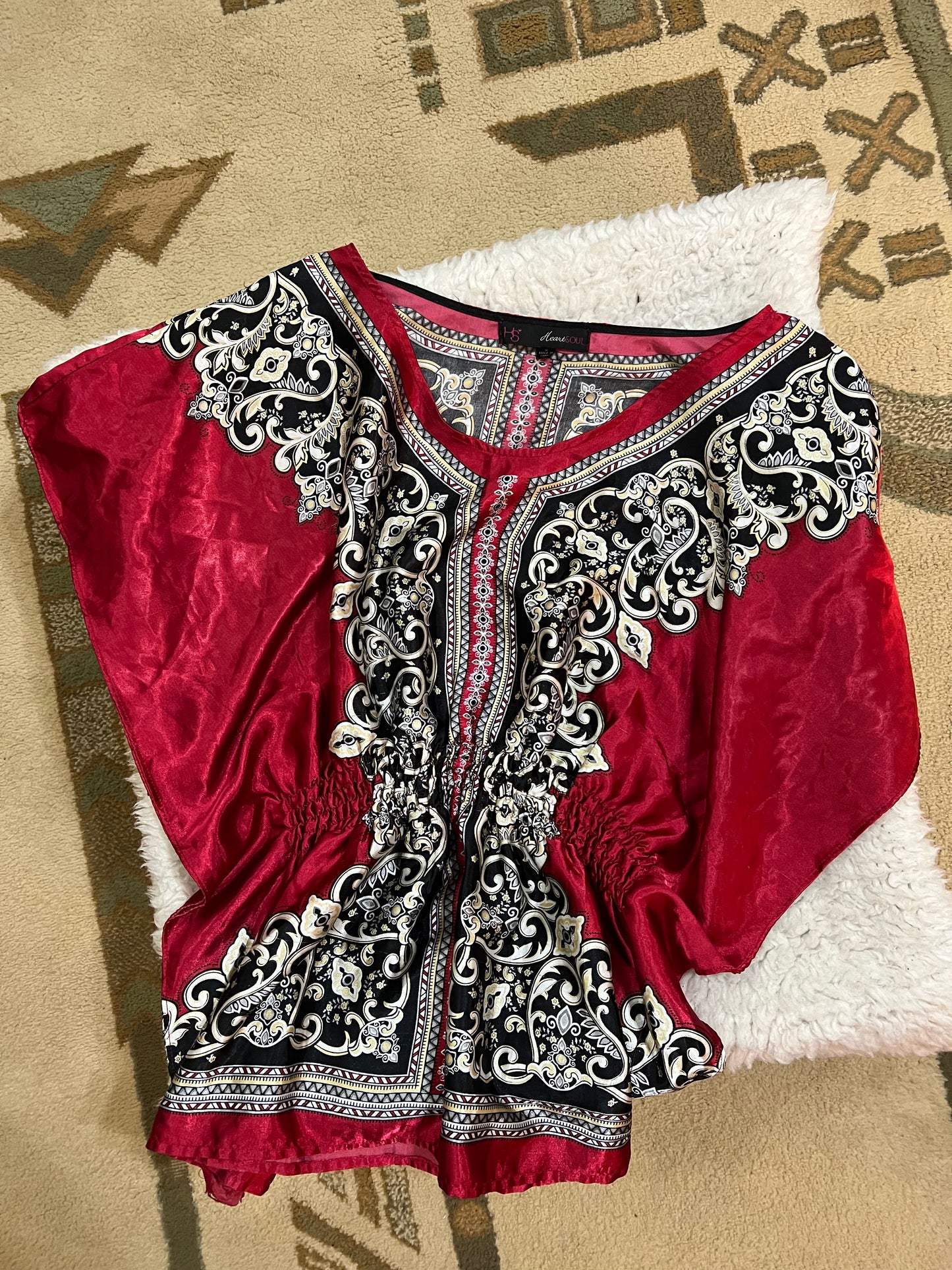 Baroque Satin Batwing Blouse