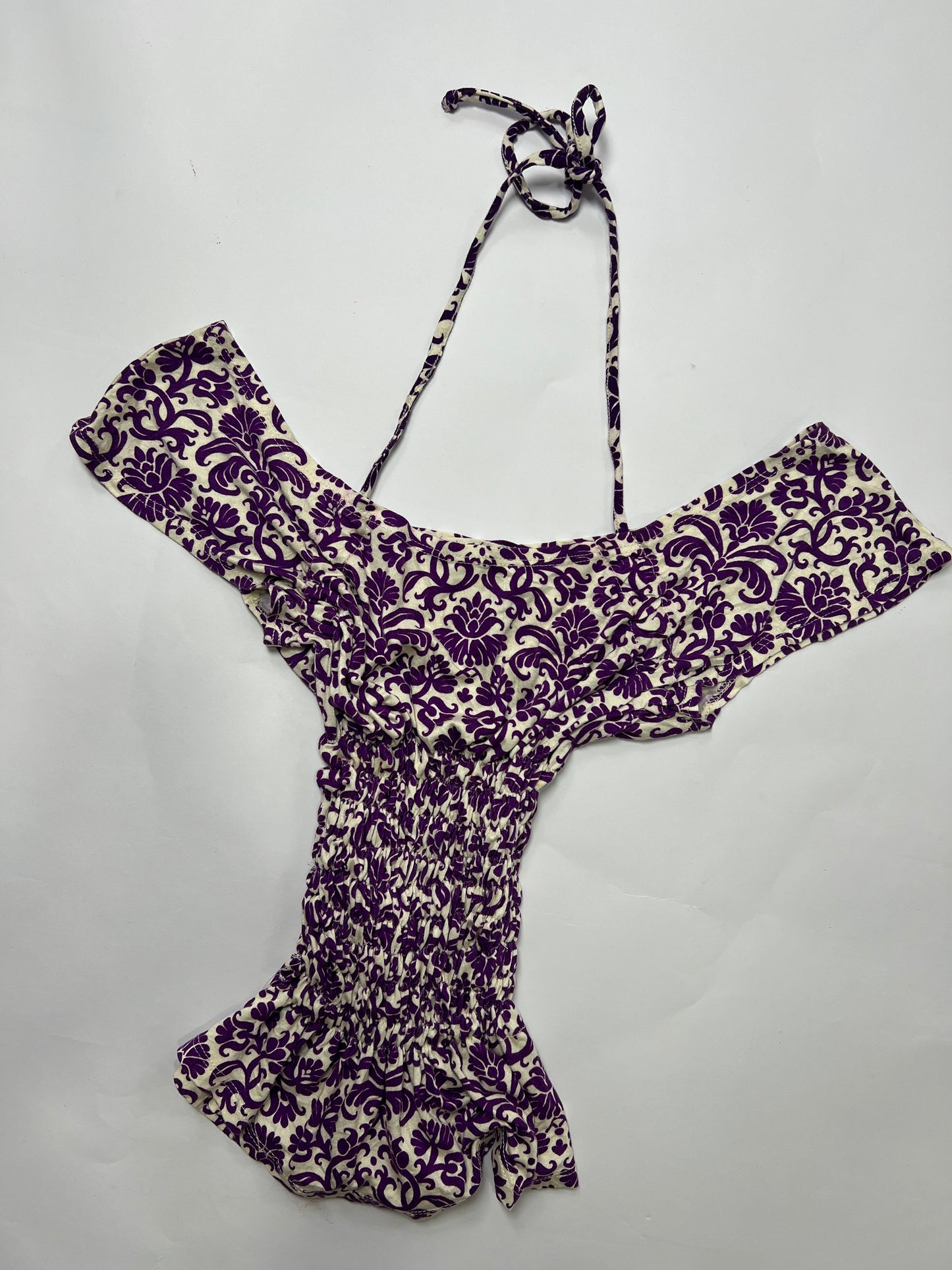 Purple Baroque Off-Shoulder Halter Top