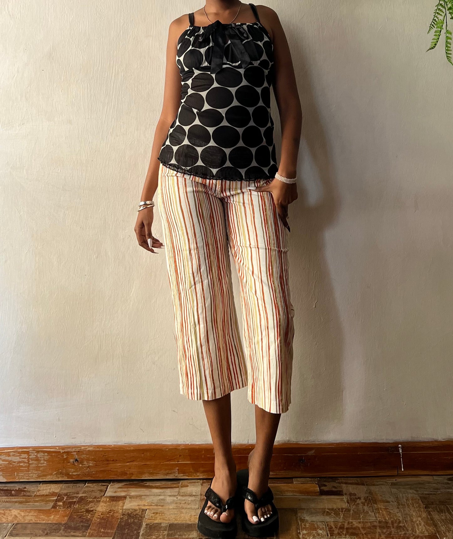 Polka dot mesh top