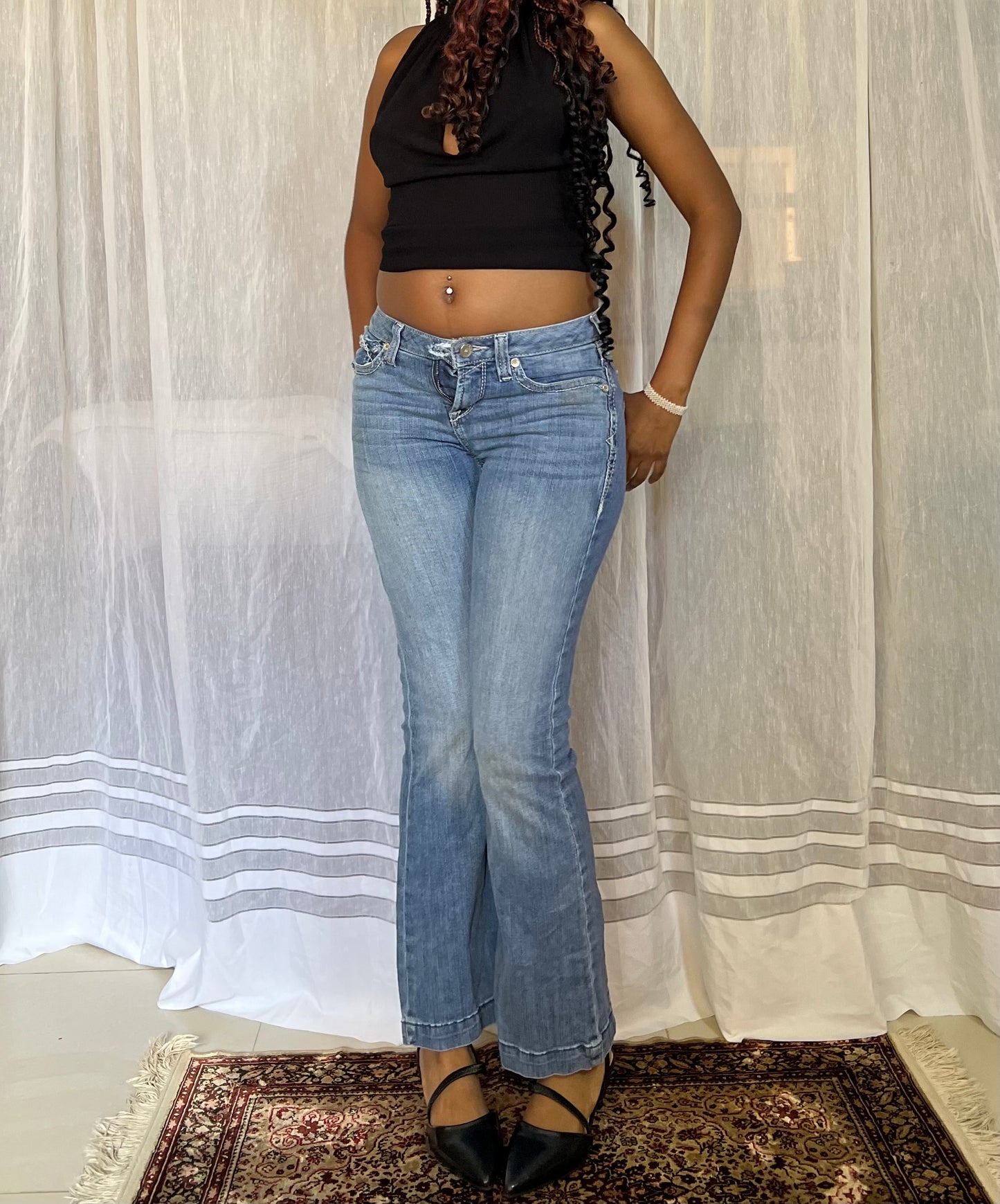 Low rise boot cut jeans