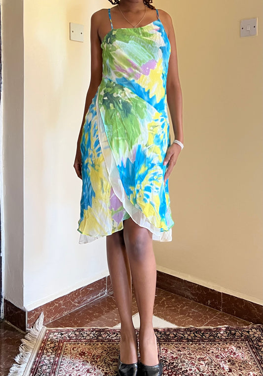 Asymmetrical fairy core vintage midi dress