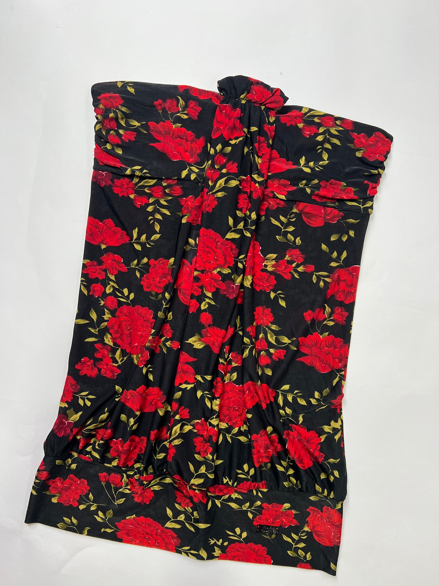Black & Red Floral Halter Bandeau Top
