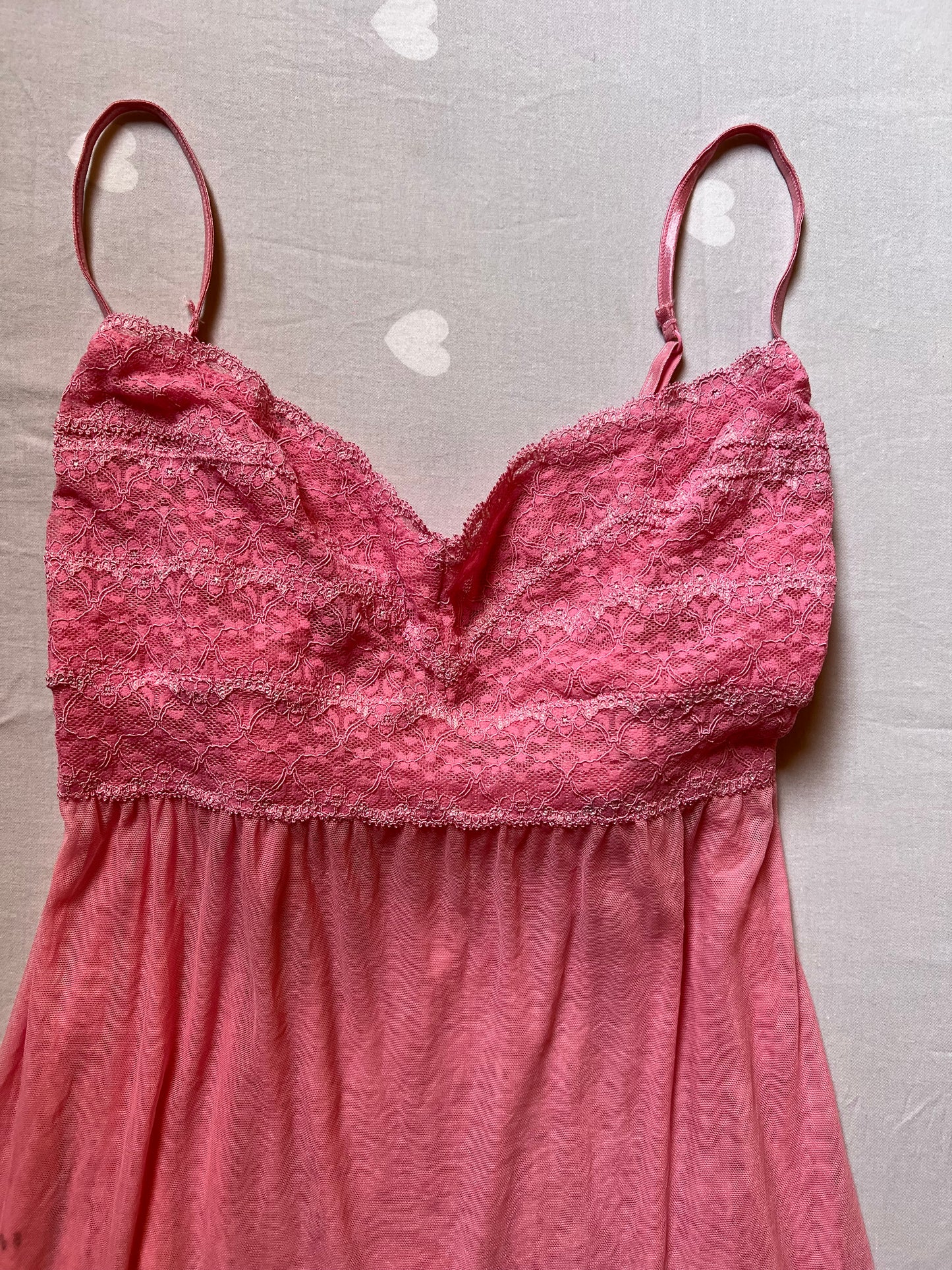 Pink lace trim cami top