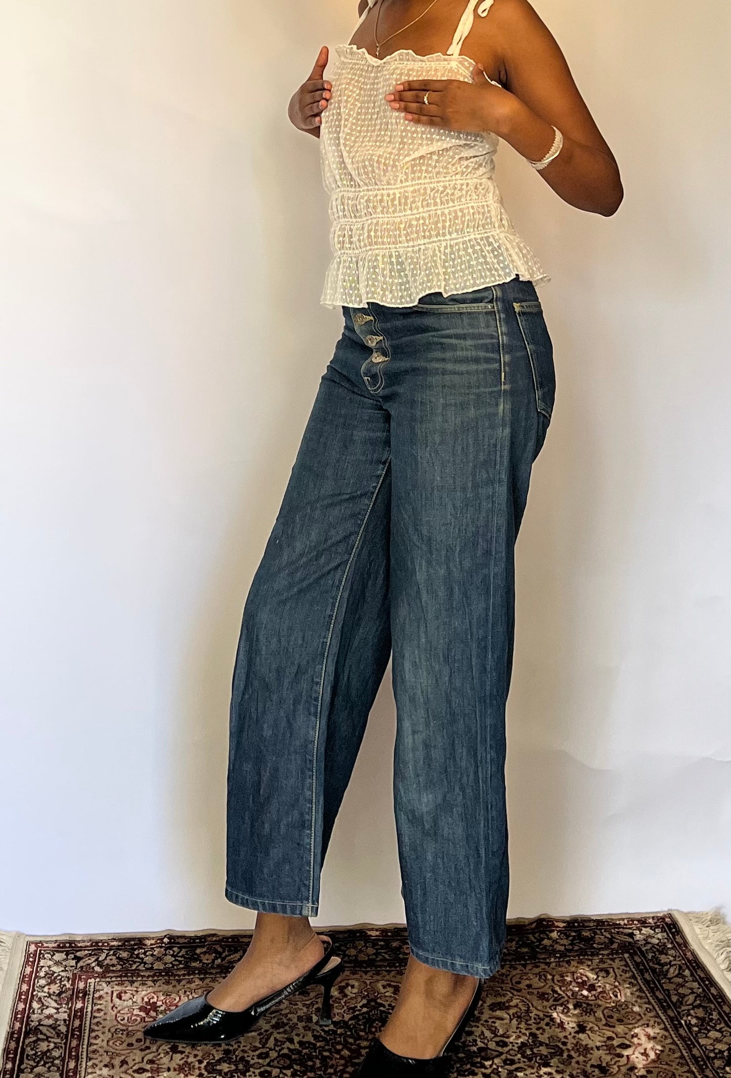 Sheer smoked waist cami top