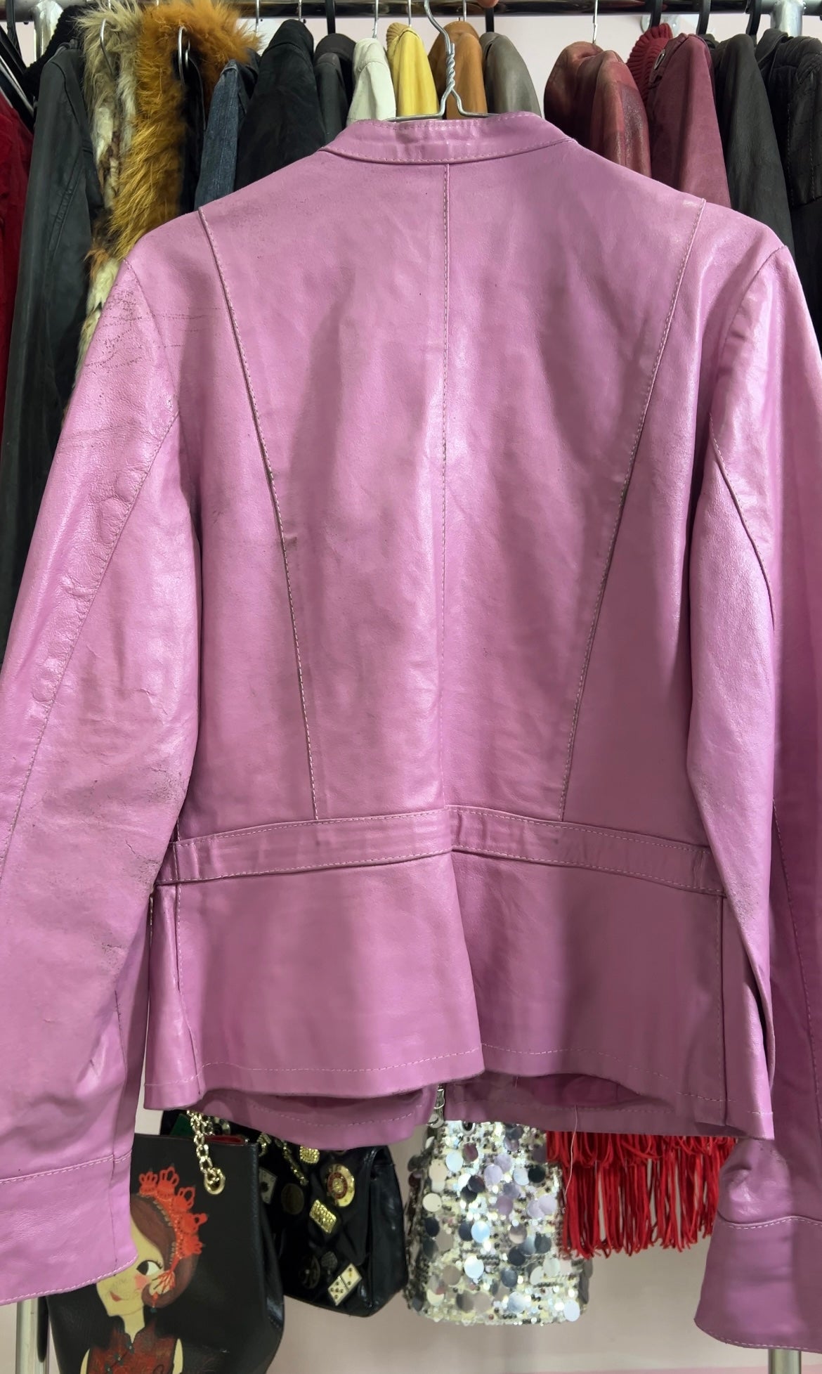 Pink leather jacket