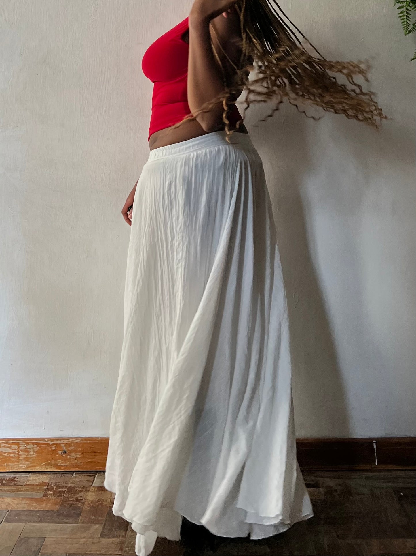 White Cotton Maxi Skirt