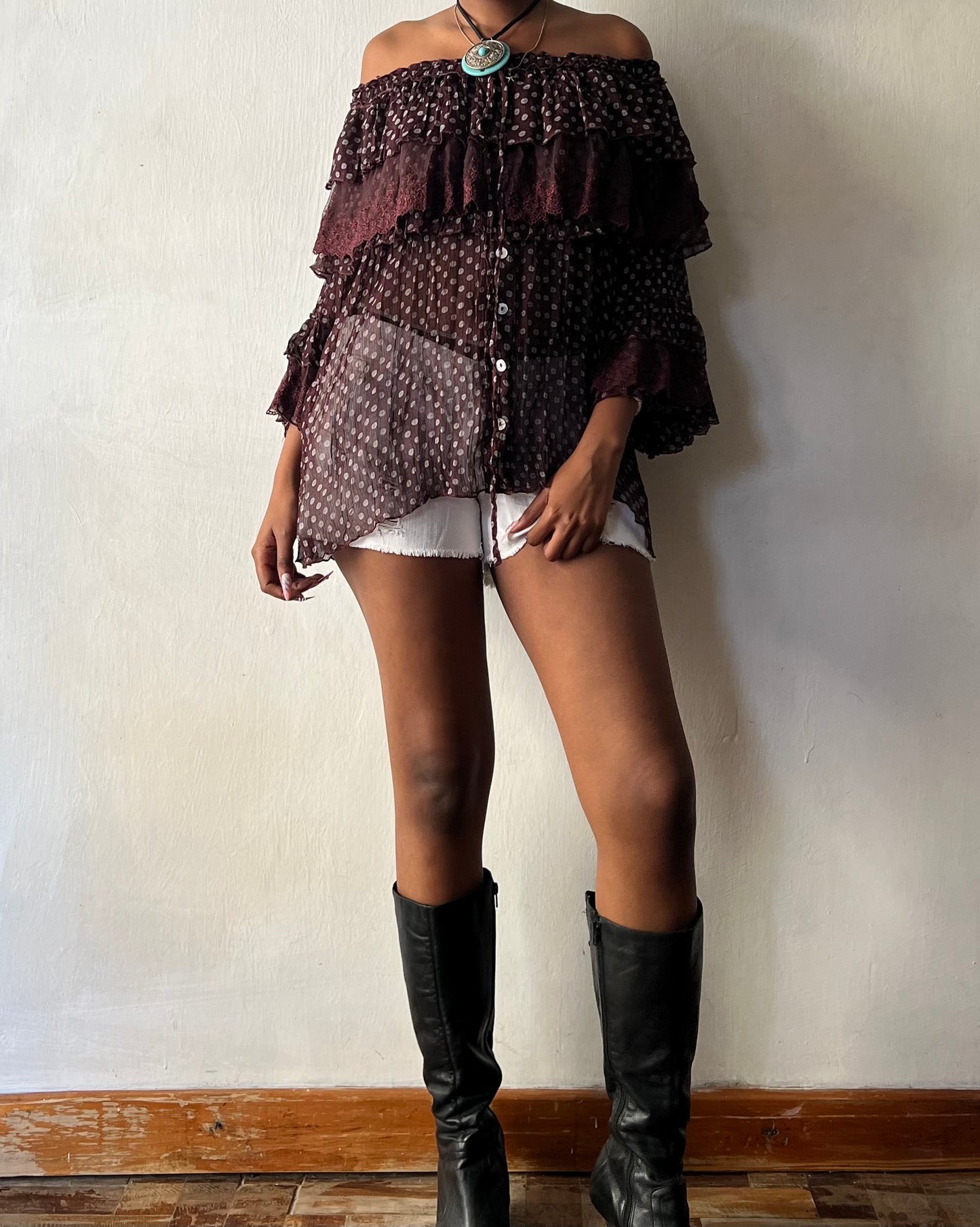 Vintage ruffled boho top