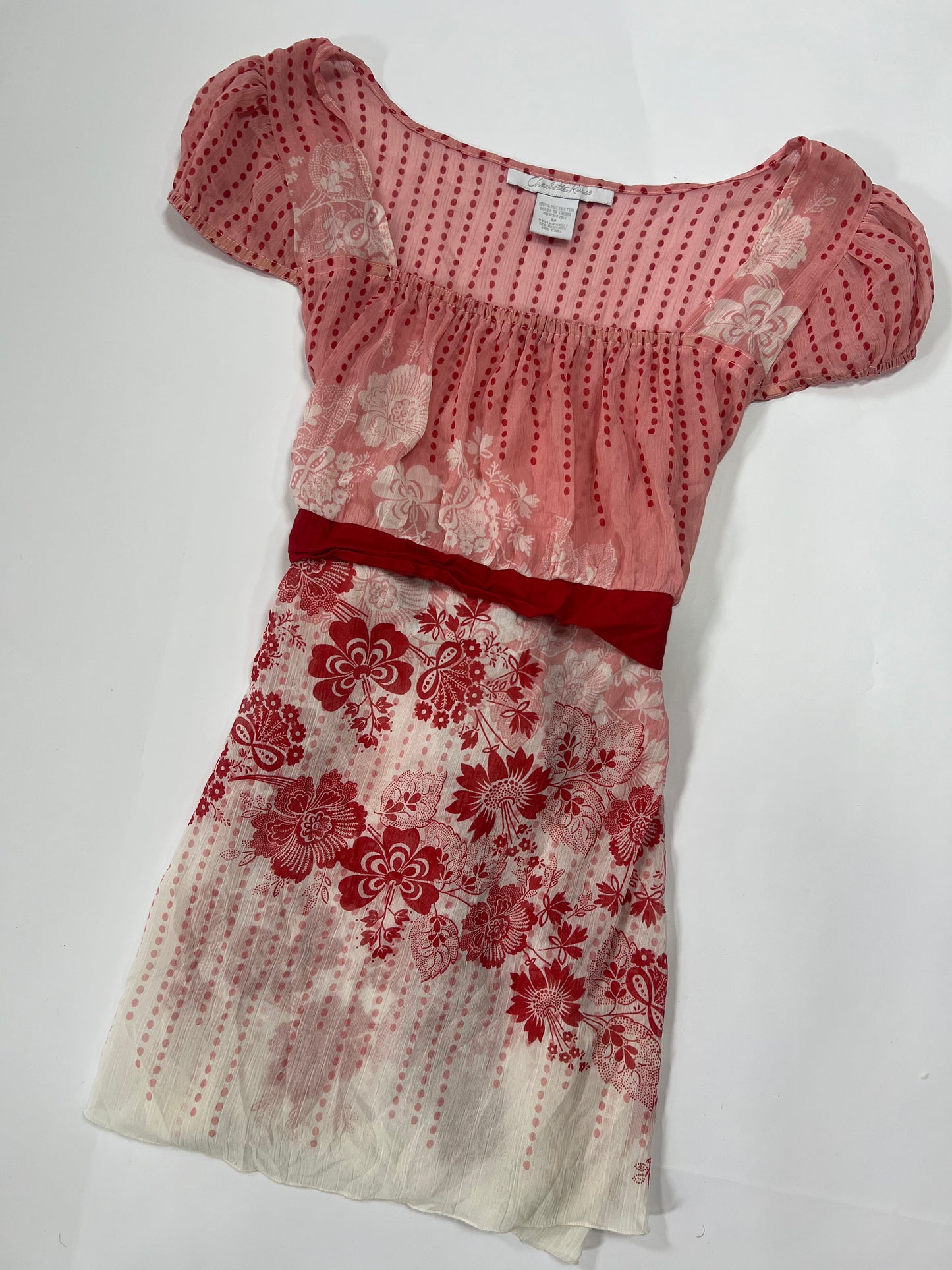 Pink Floral Chiffon Babydoll Top
