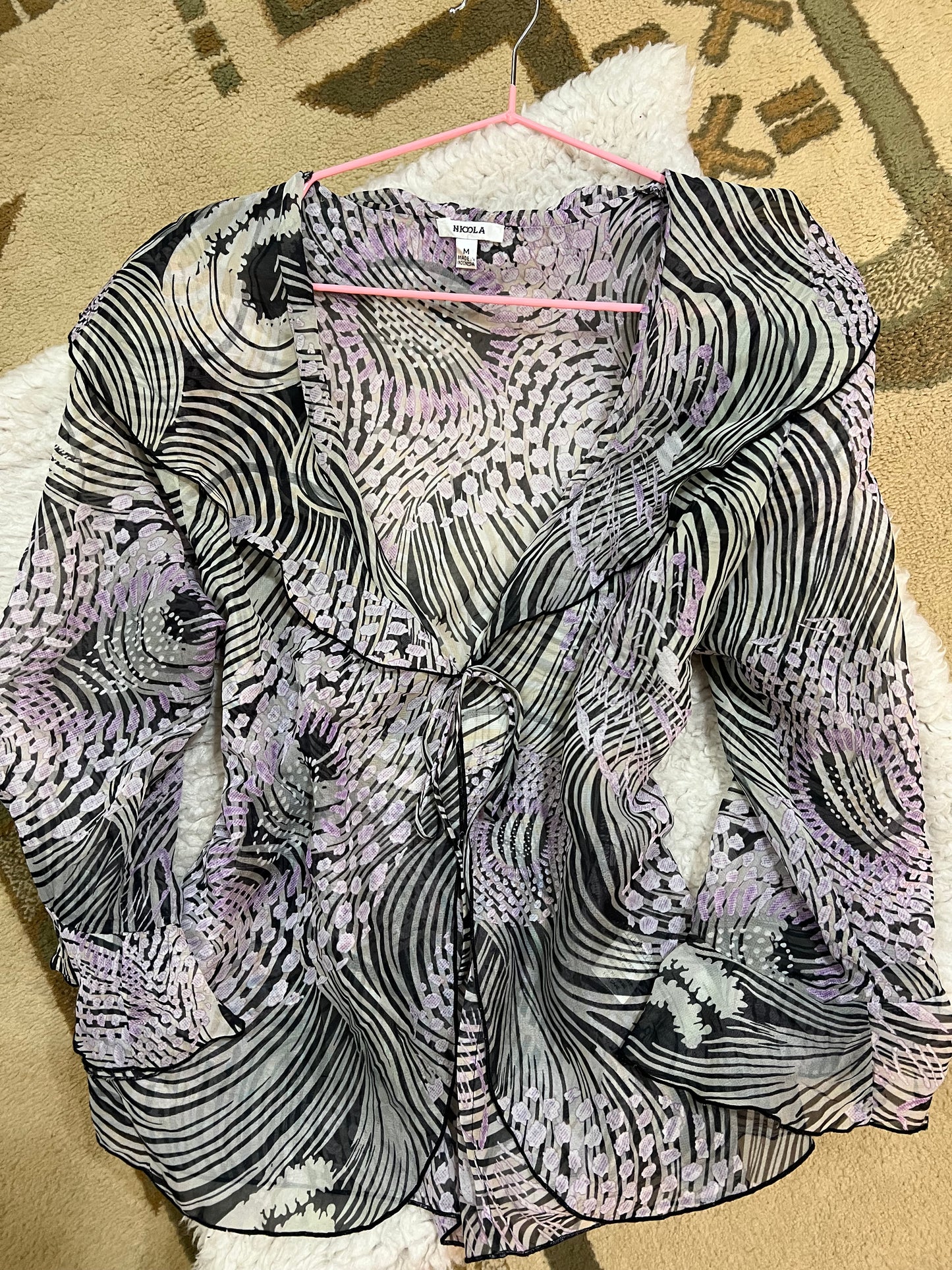 Sheer Tie-Front Blouse