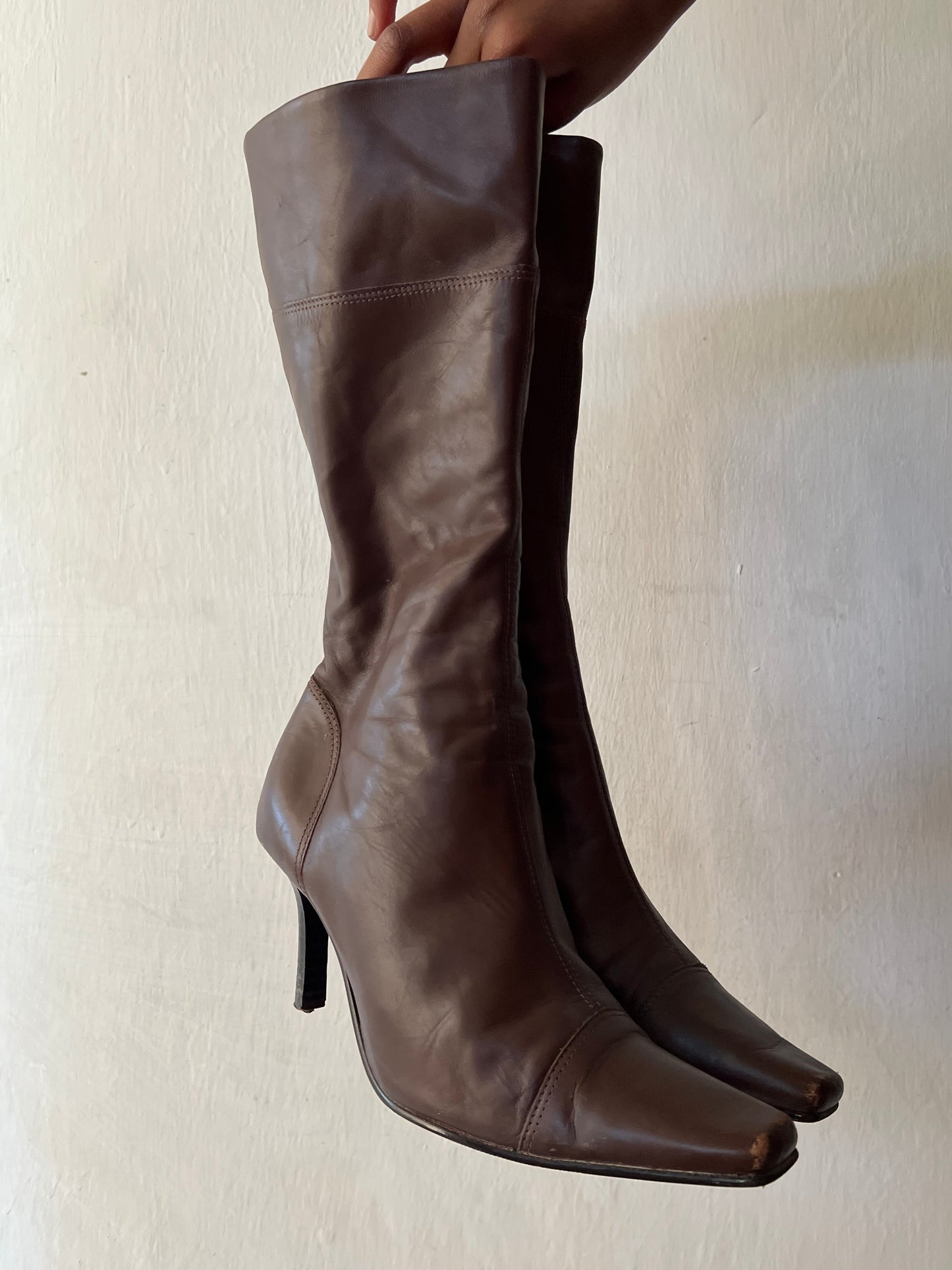 Square Toe Leather Boots