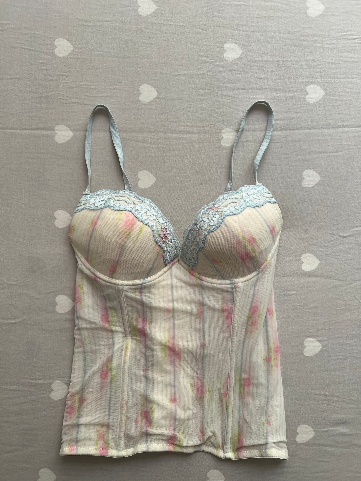 Floral print dainty corset top