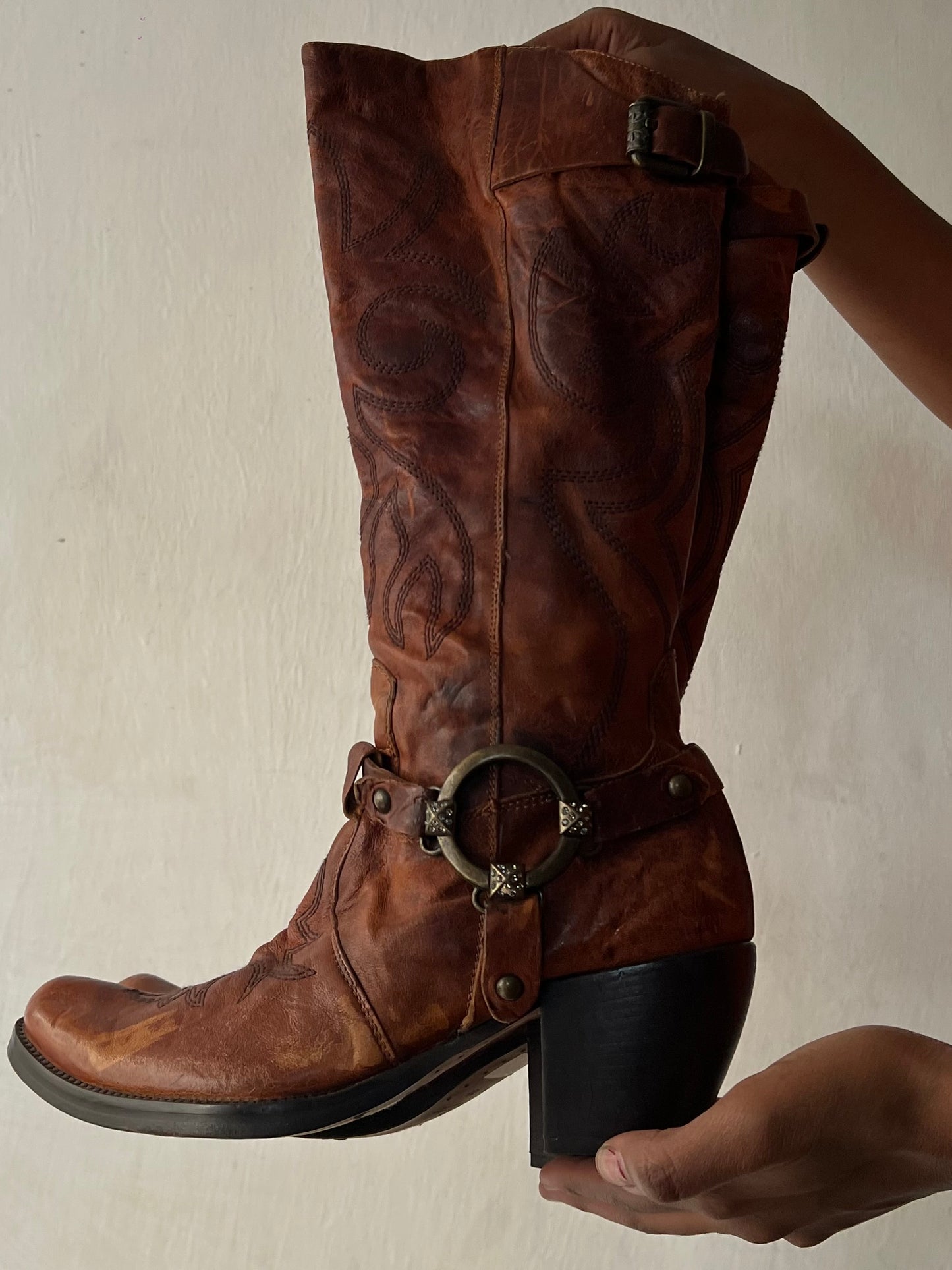 Vintage Italian Leather Cowboy boots