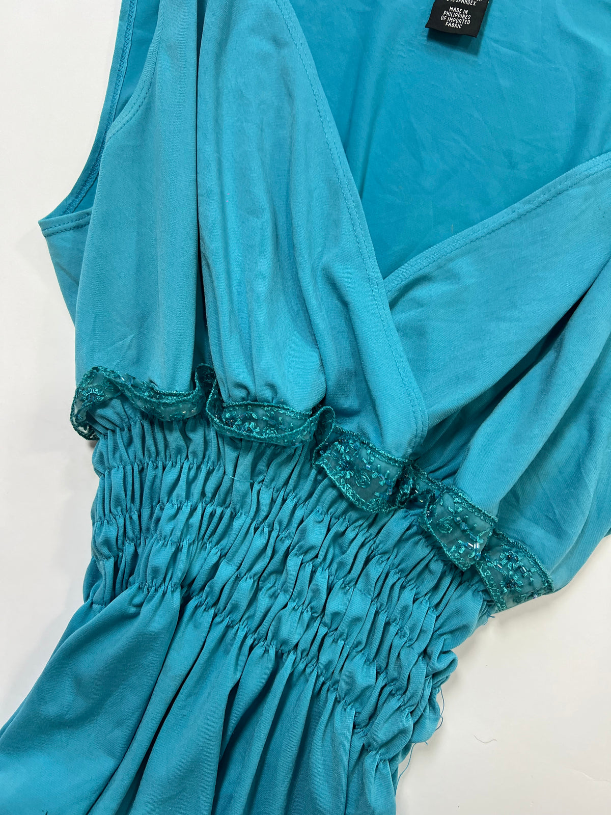 Turquoise Smocked Peplum Top