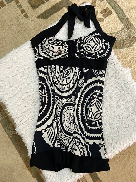Monochrome Halter Babydoll Top
