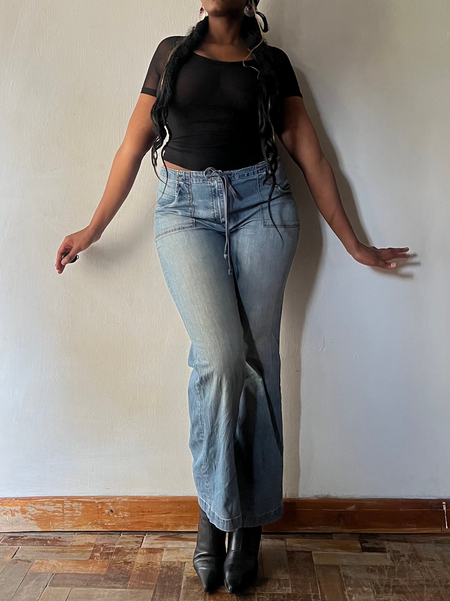 Straight leg denim pants