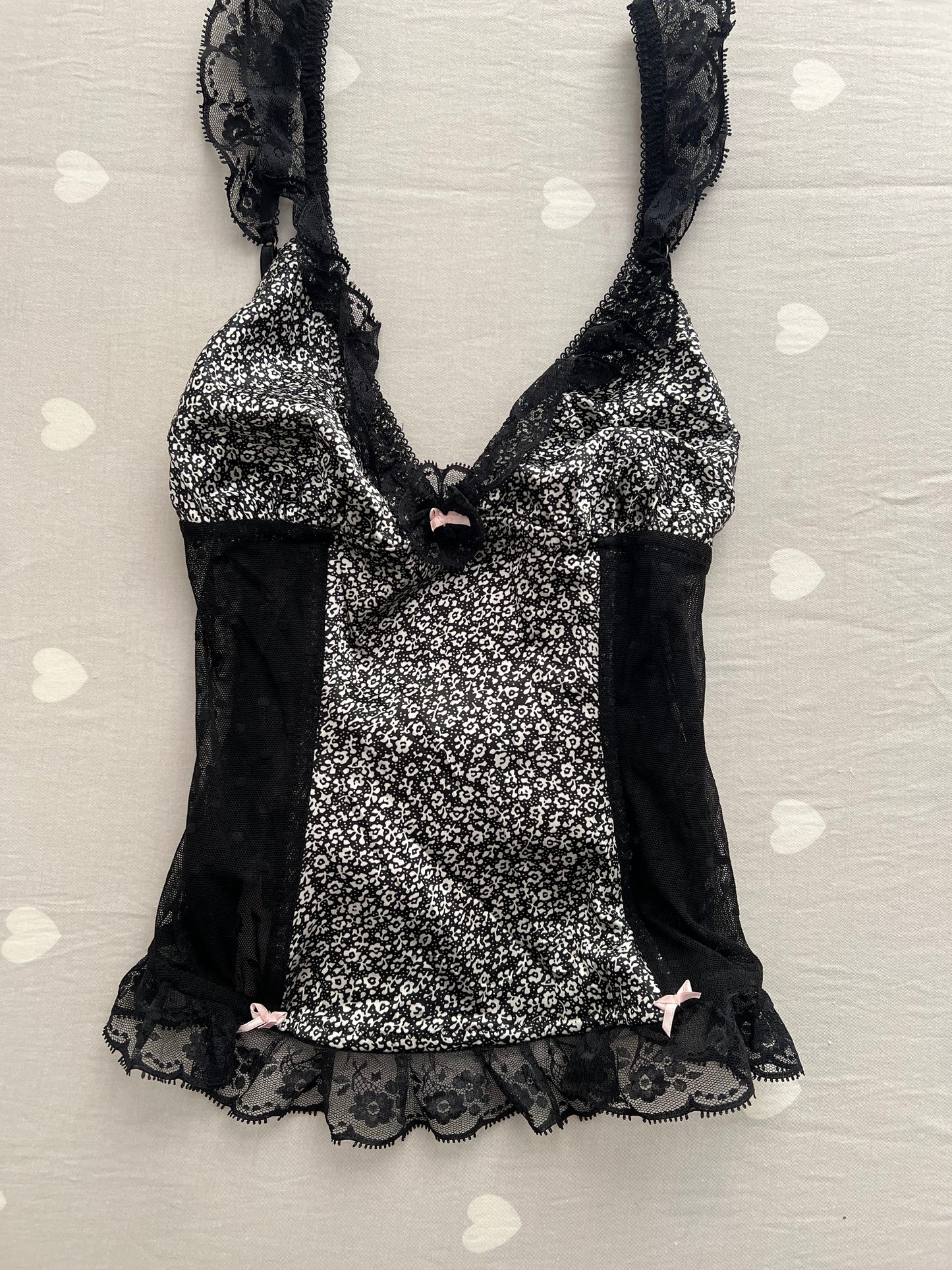 Lace trim corset cami top