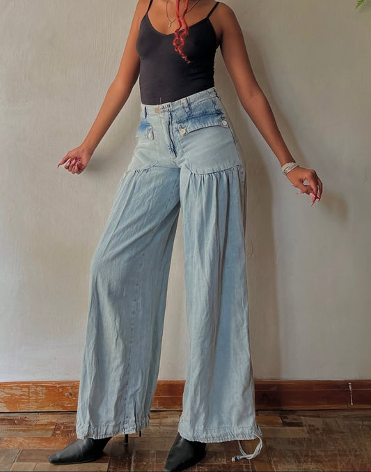 Retro wide leg pants